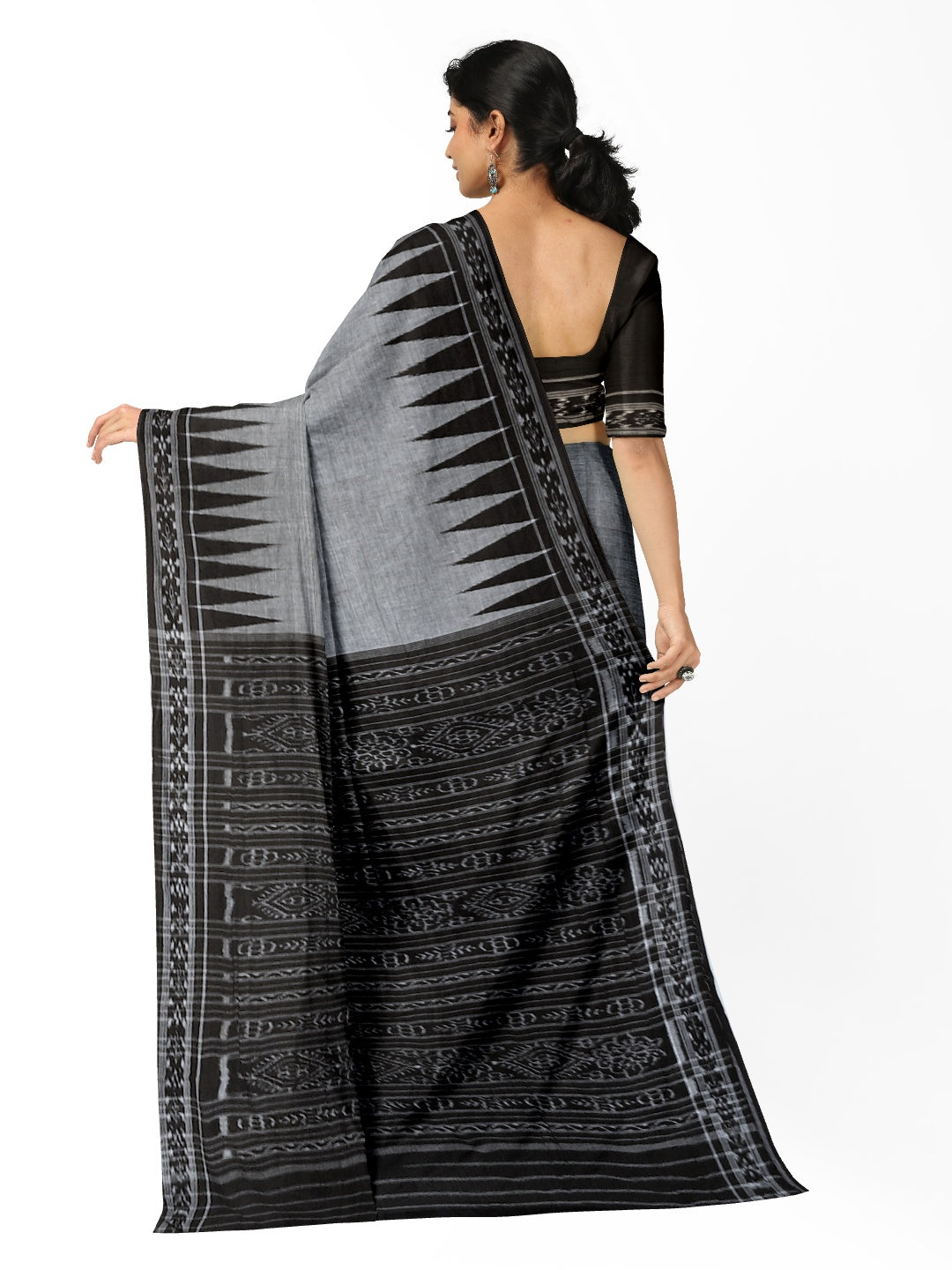 Grey Cotton Odisha Ikat saree with running blouse piece