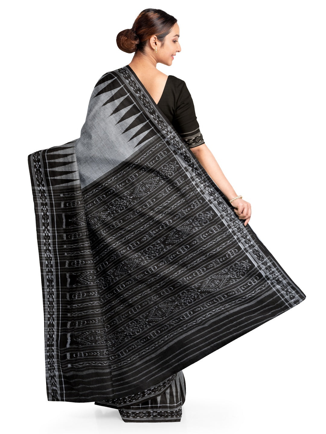 Grey Cotton Odisha Ikat saree with running blouse piece