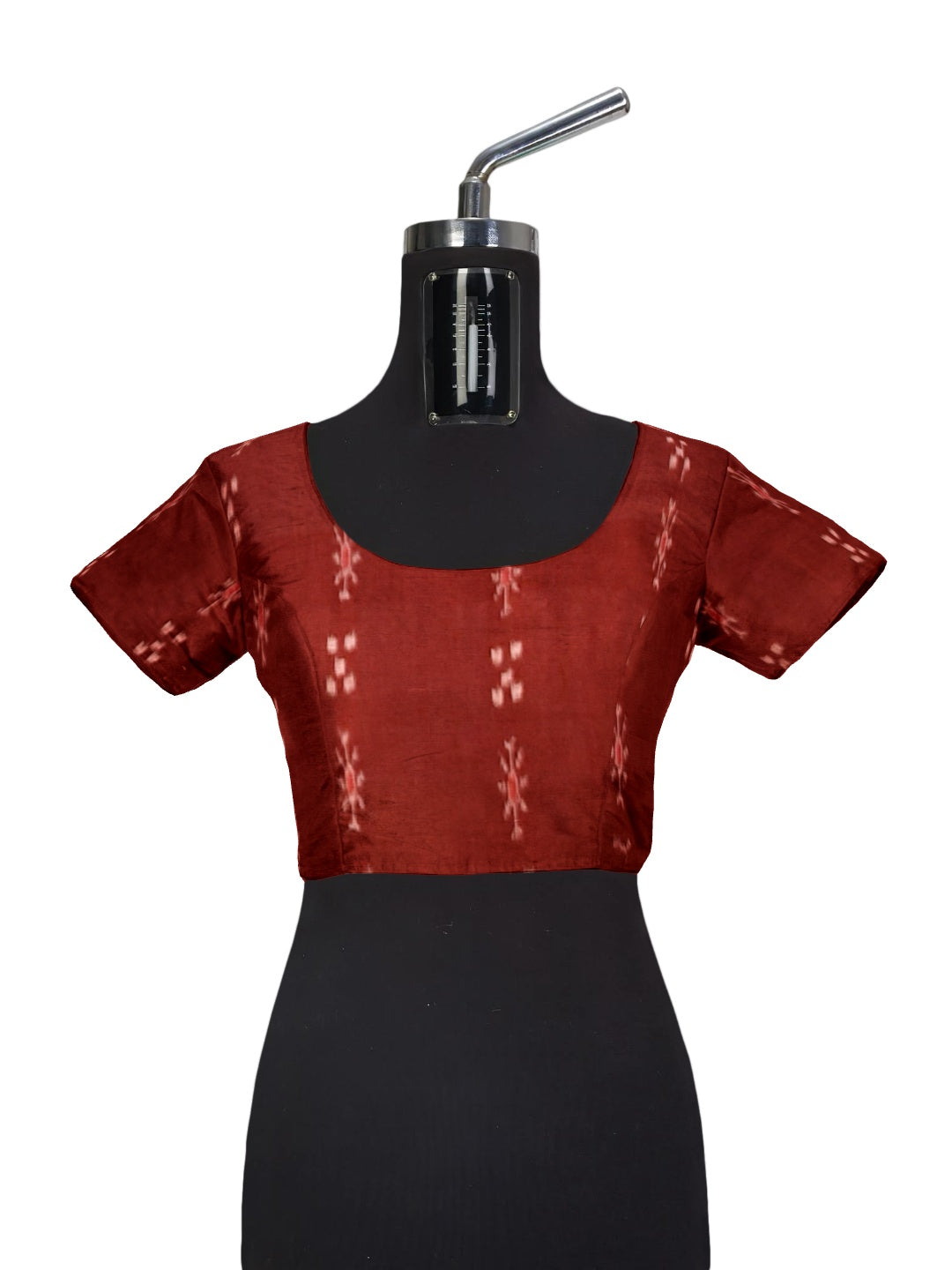 Beige with Maroon Odisha Ikat saree with cotton ikat blouse piece