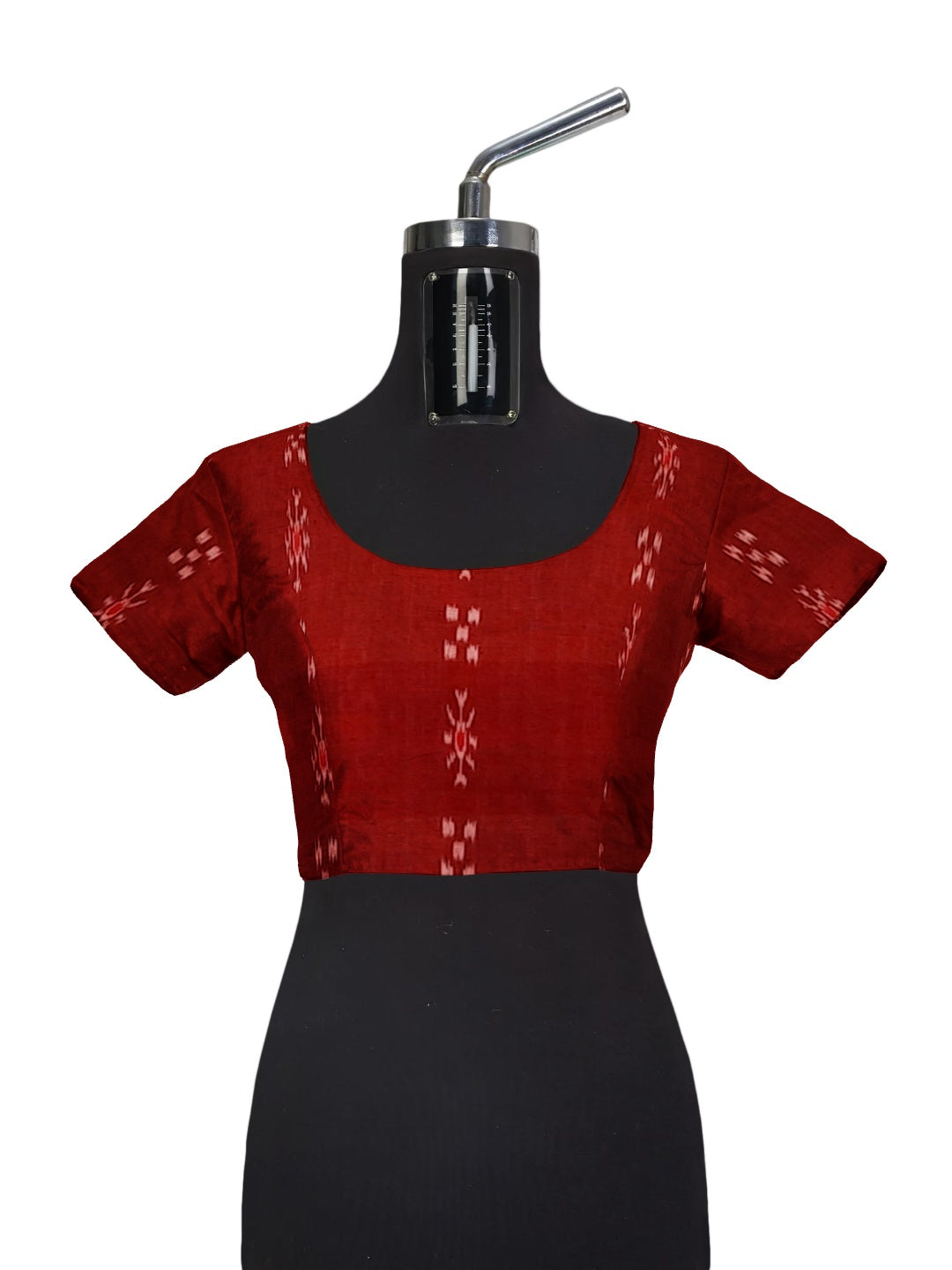 Beige with Maroon Khandua cotton ikat Saree with mix match red cotton Ikat blouse