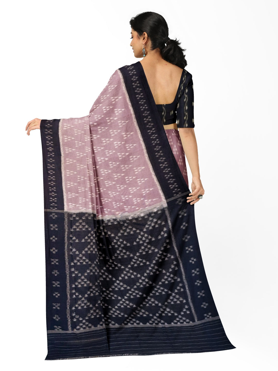 Light Lavender Odisha Ikat saree with cotton ikat blouse piece