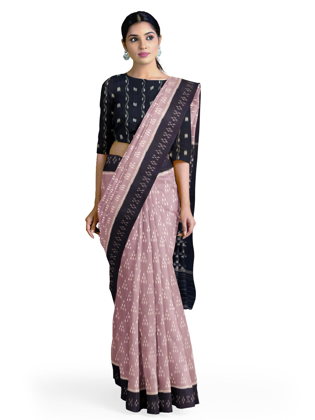 Light Lavender Odisha Ikat saree with cotton ikat blouse piece