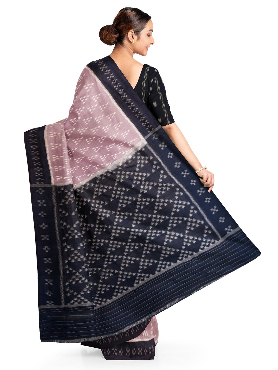 Light Lavender Odisha Ikat saree with cotton ikat blouse piece