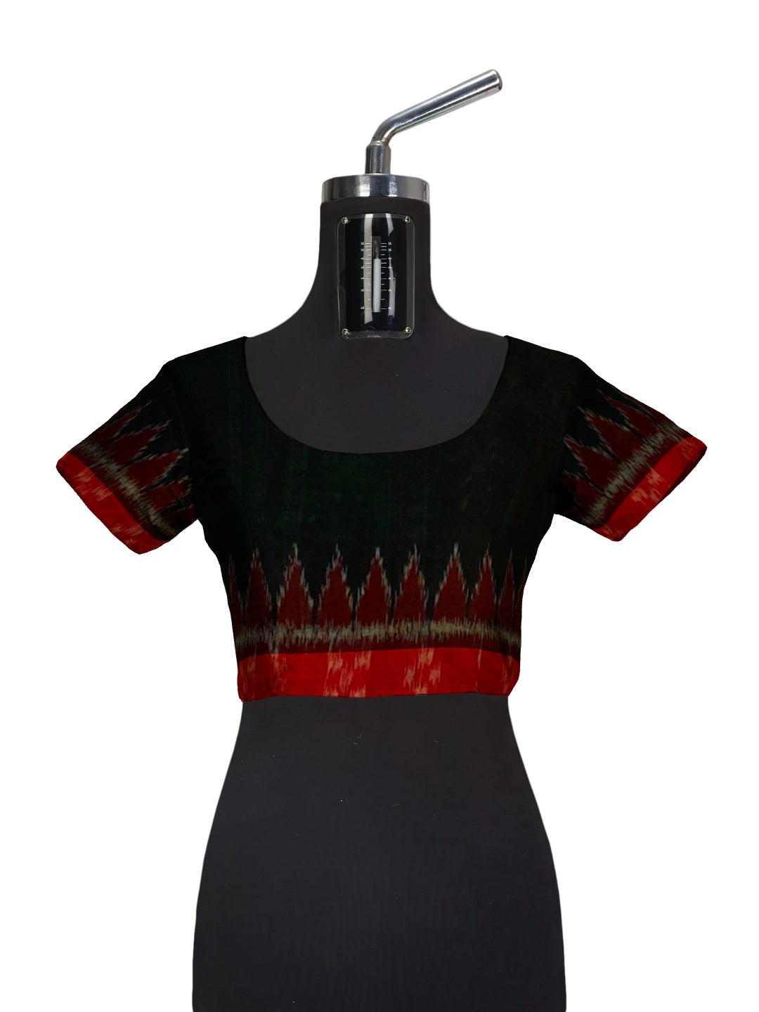 Green wide border Odisha Ikat saree with cotton ikat blouse piece