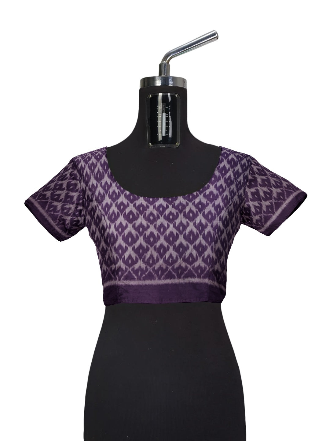 Offwhite with Purple Odisha Ikat saree with cotton ikat blouse piece