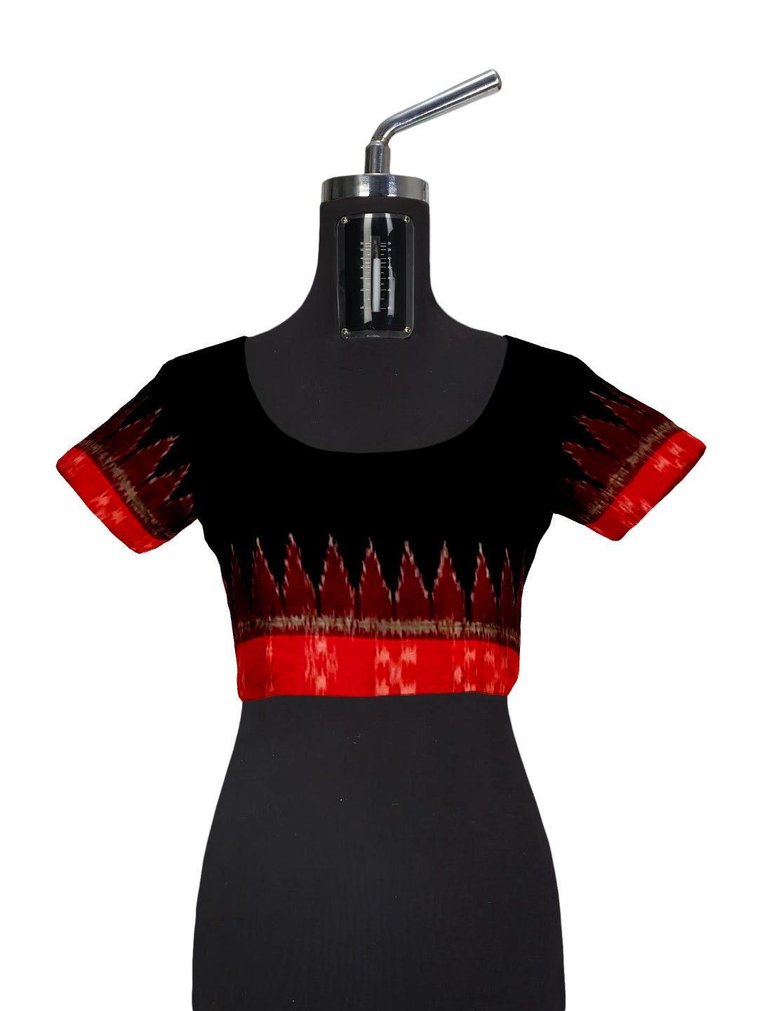 Red Odisha Ikat saree with cotton ikat blouse piece