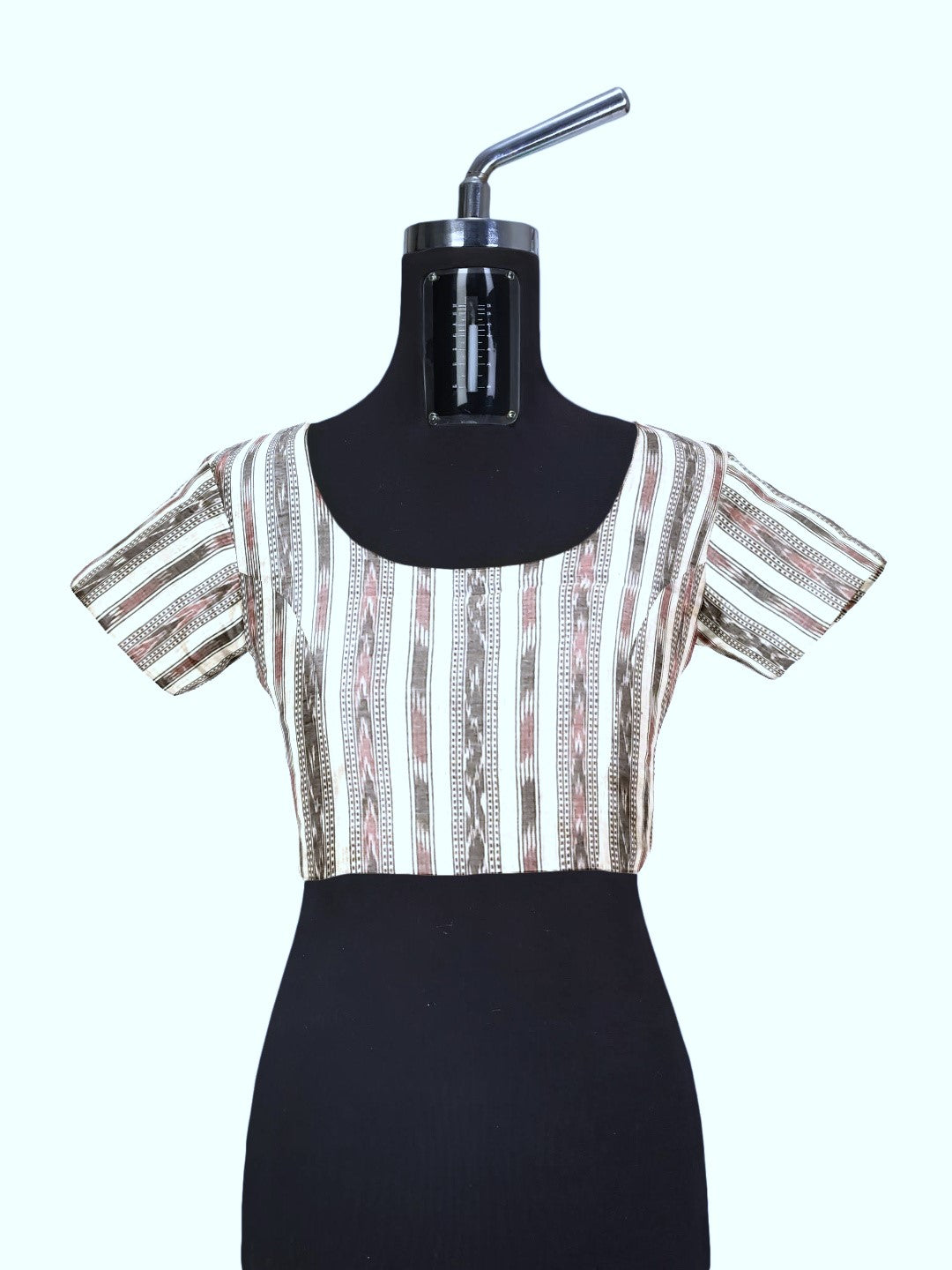 Black cotton Nabakothi Pattern ikat Saree with mix match red cotton Ikat blouse