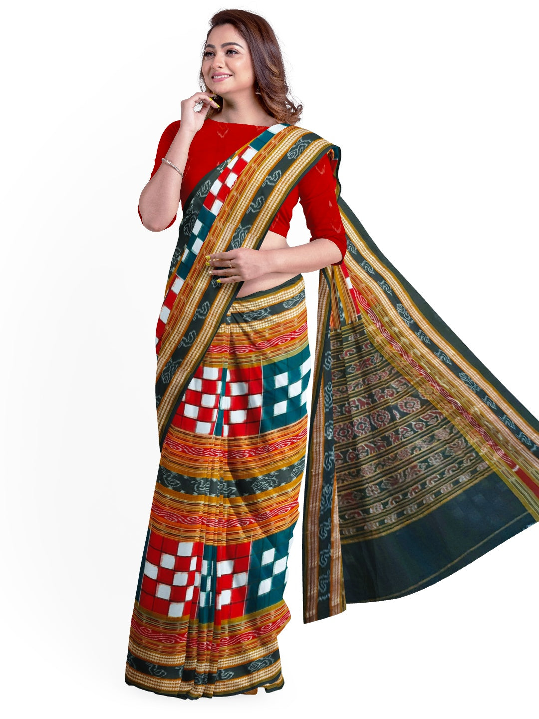 Bichitrapuri Sambalpuri  Cotton Saree with cotton ikat blouse piece