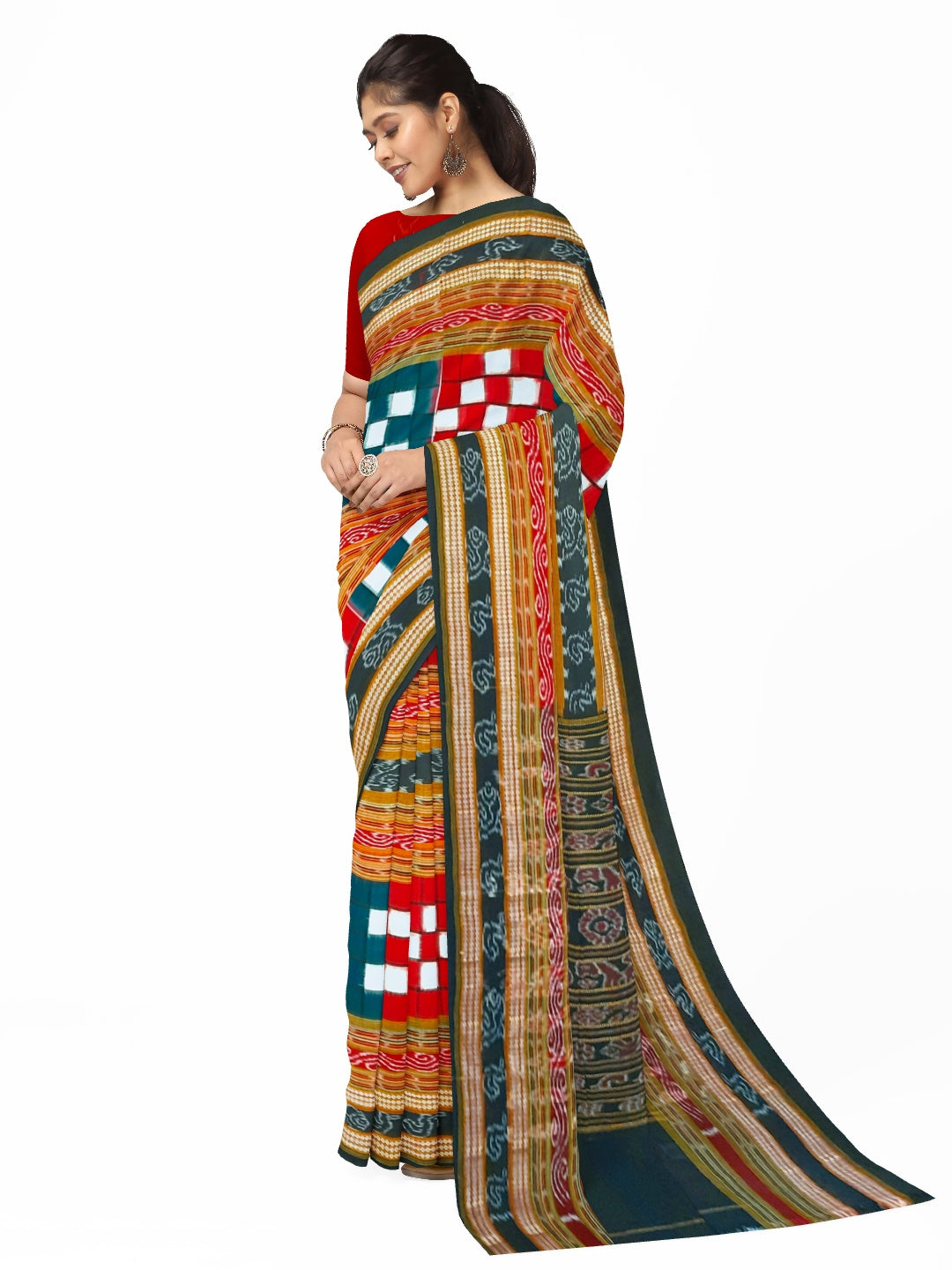 Bichitrapuri Sambalpuri  Cotton Saree with cotton ikat blouse piece