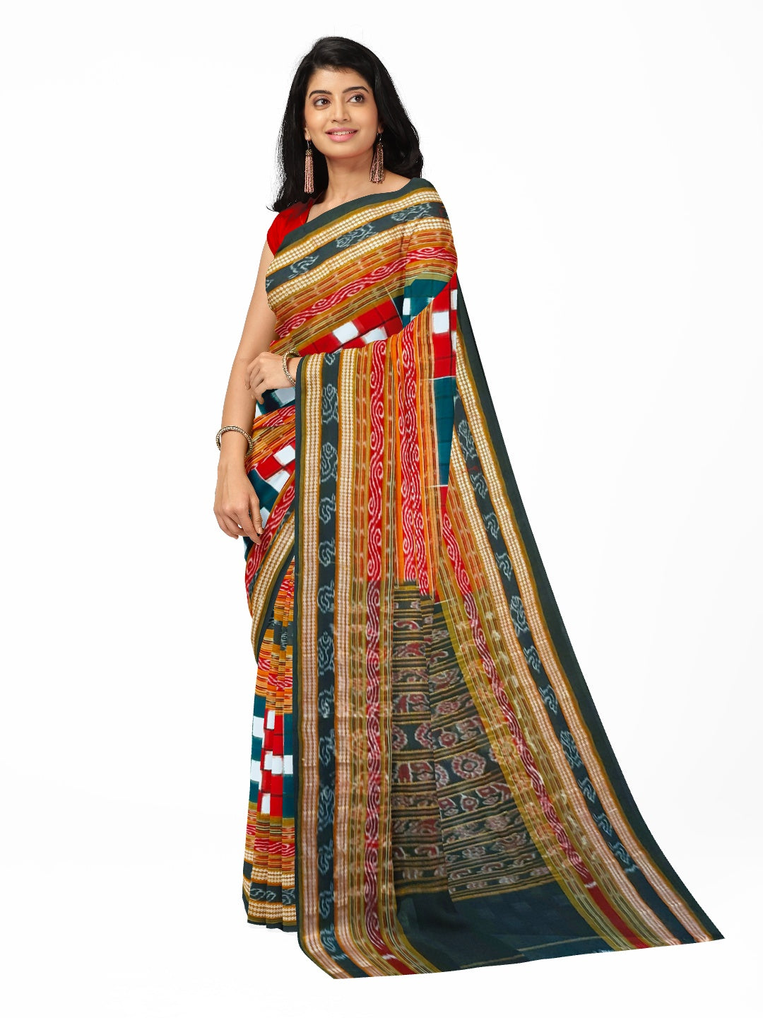 Bichitrapuri Sambalpuri  Cotton Saree with cotton ikat blouse piece