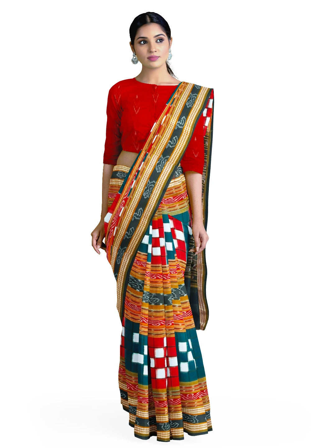 Bichitrapuri Sambalpuri  Cotton Saree with cotton ikat blouse piece