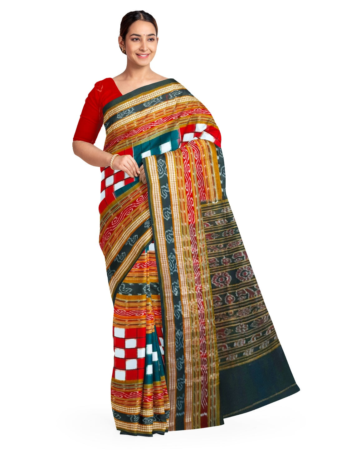 Bichitrapuri Sambalpuri  Cotton Saree with cotton ikat blouse piece