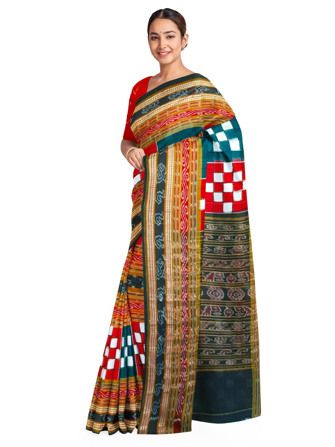 Bichitrapuri Sambalpuri  Cotton Saree with cotton ikat blouse piece