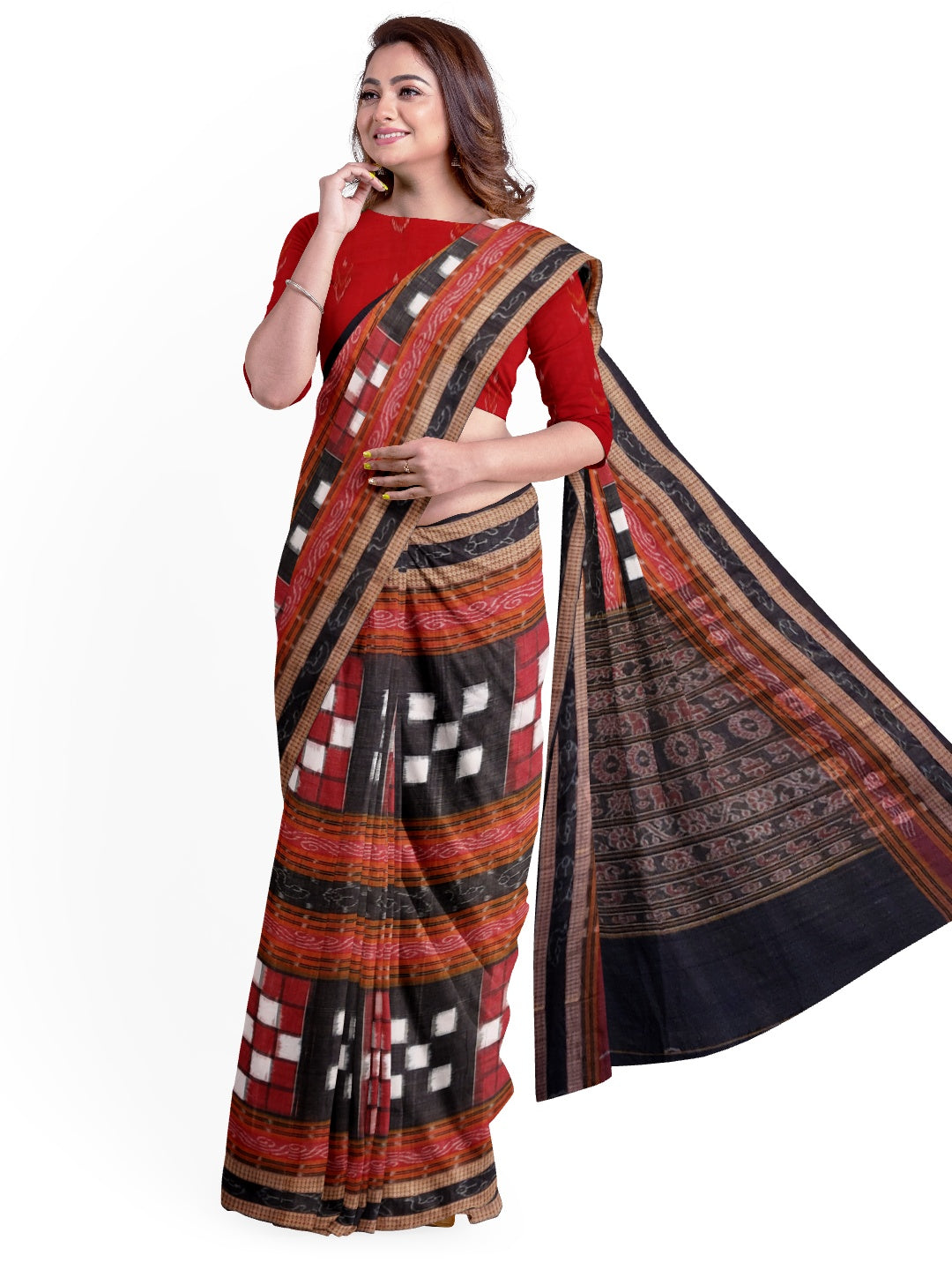 Bichitrapuri Sambalpuri  Cotton Saree with cotton ikat blouse piece