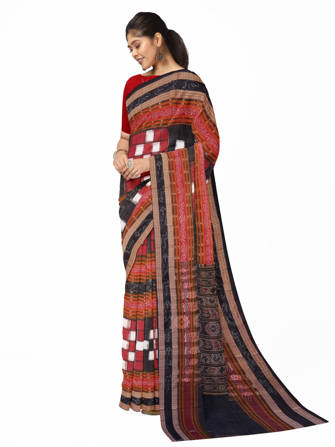 Bichitrapuri Sambalpuri  Cotton Saree with cotton ikat blouse piece