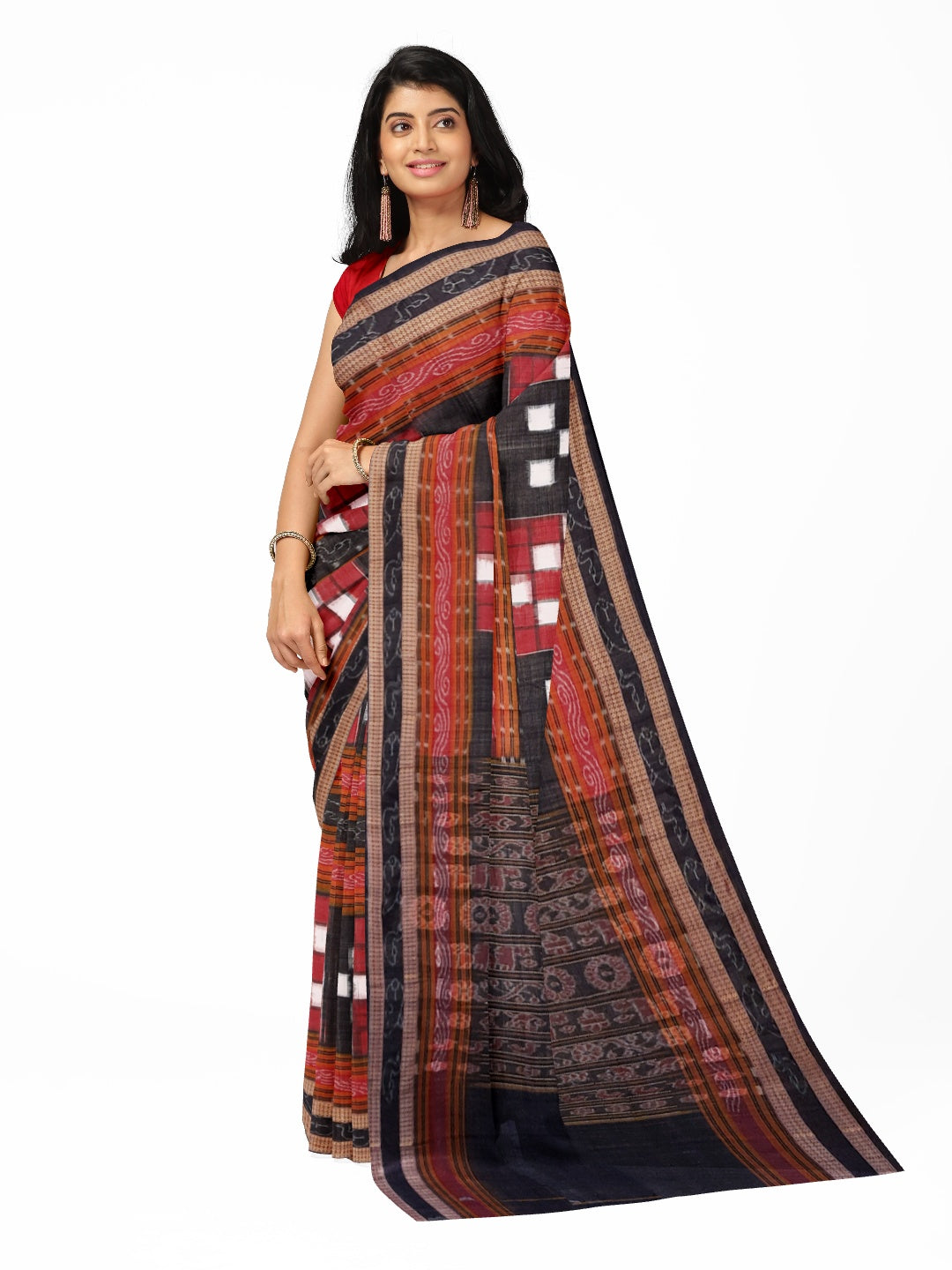 Bichitrapuri Sambalpuri  Cotton Saree with cotton ikat blouse piece