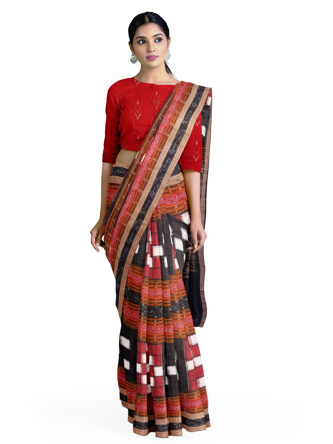Bichitrapuri Sambalpuri  Cotton Saree with cotton ikat blouse piece