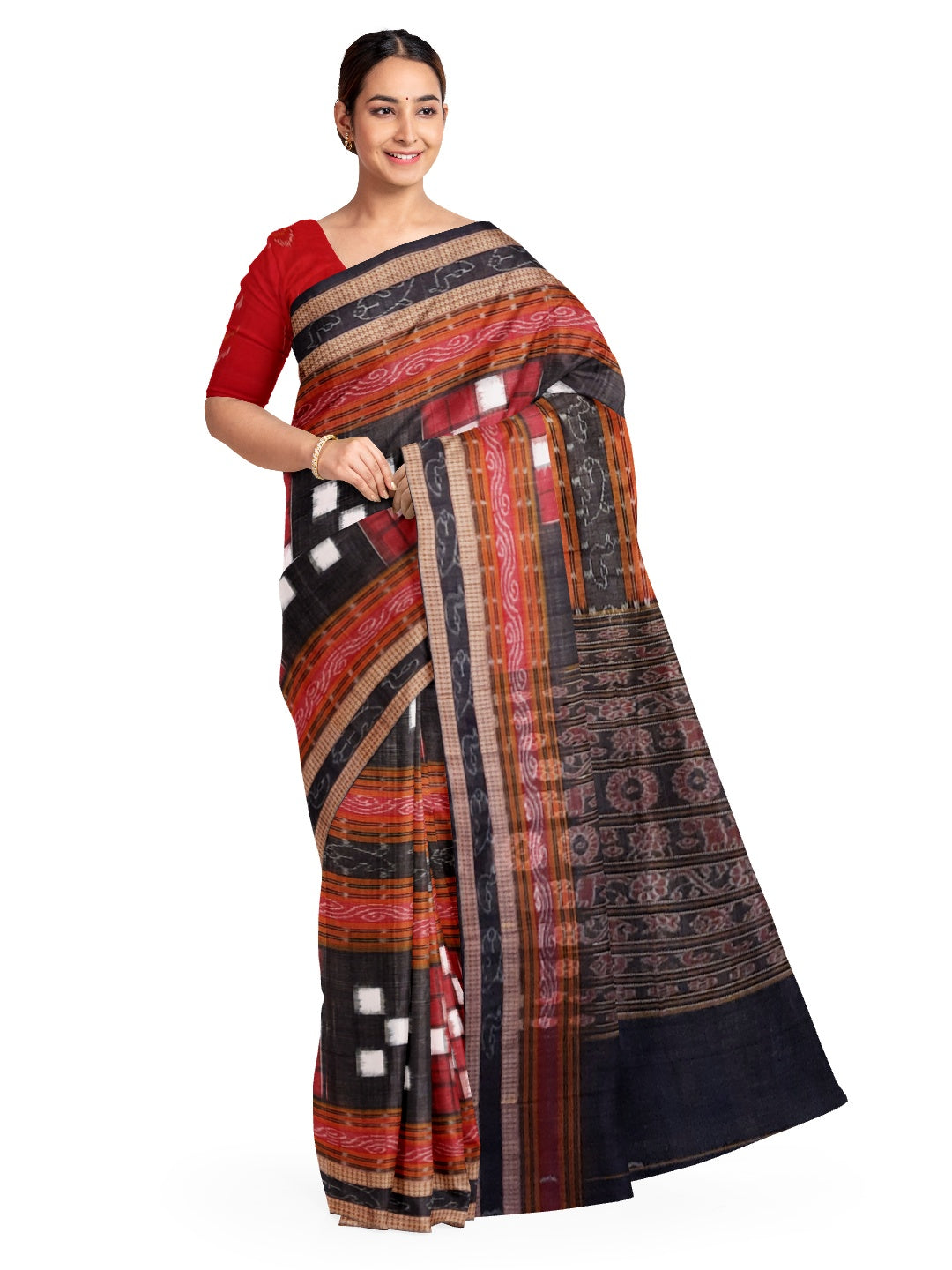 Bichitrapuri Sambalpuri  Cotton Saree with cotton ikat blouse piece