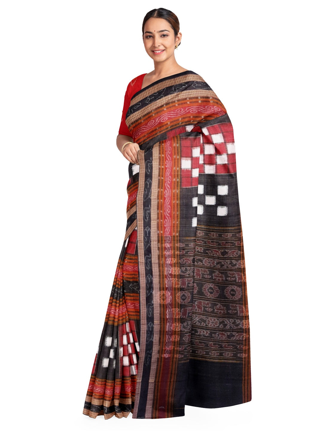 Bichitrapuri Sambalpuri  Cotton Saree with cotton ikat blouse piece
