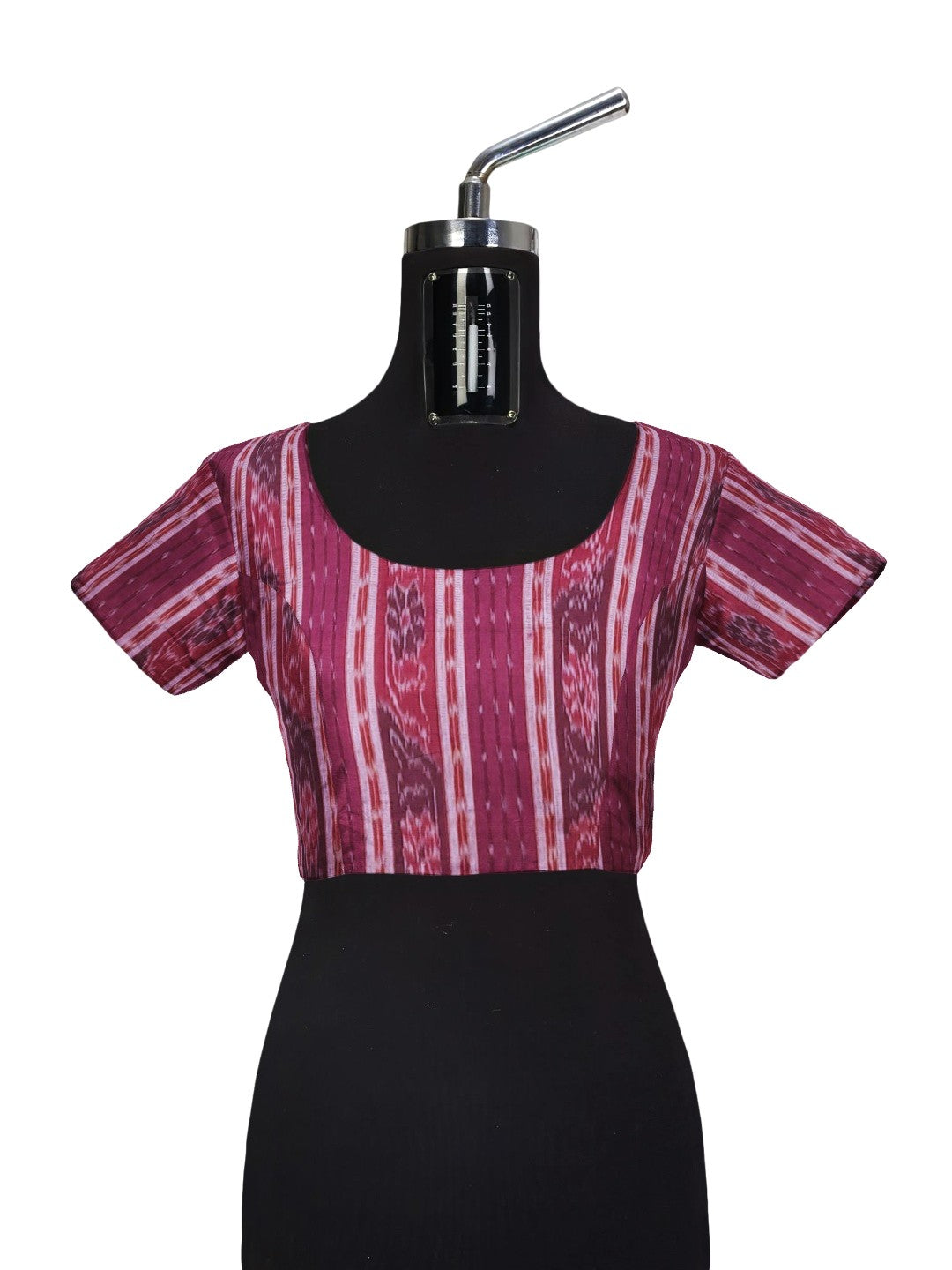 DarkPink Cotton Odisha Ikat saree  with mix match cotton ikat blouse