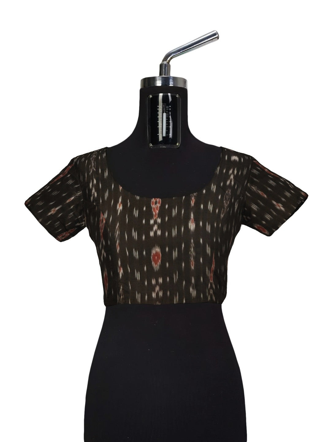 Red Ekphulia Pattern Odisha Ikat Cotton Saree with cotton ikat blouse piece