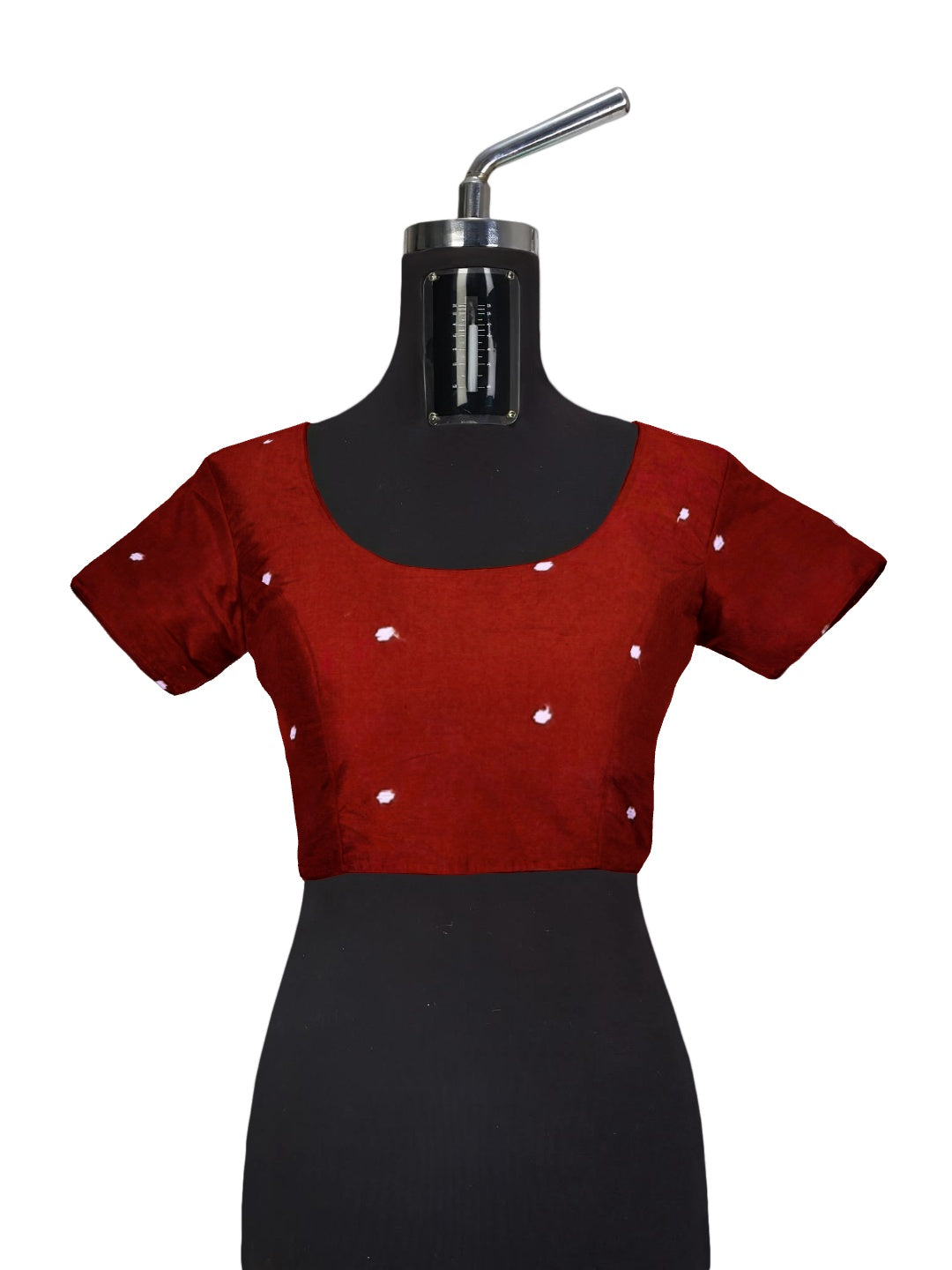 Maroon cotton ikat wide border Saree with cotton ikat blouse piece