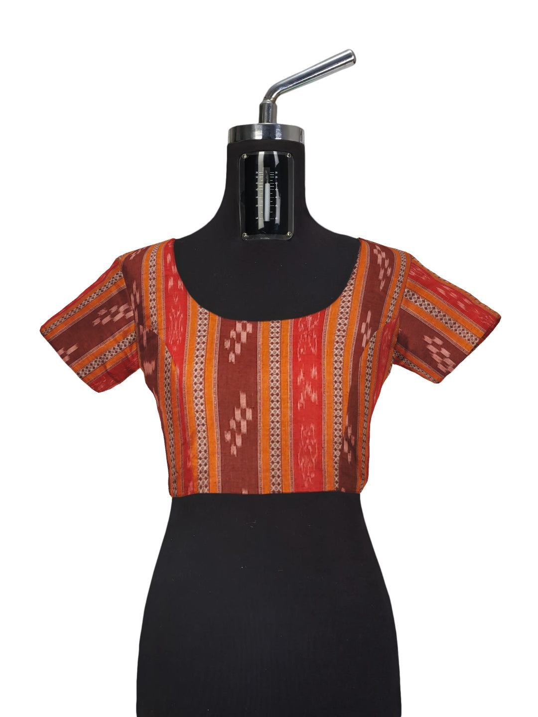 Beige and Rust Cotton Odisha Ikat saree with mix match cotton blouse piece