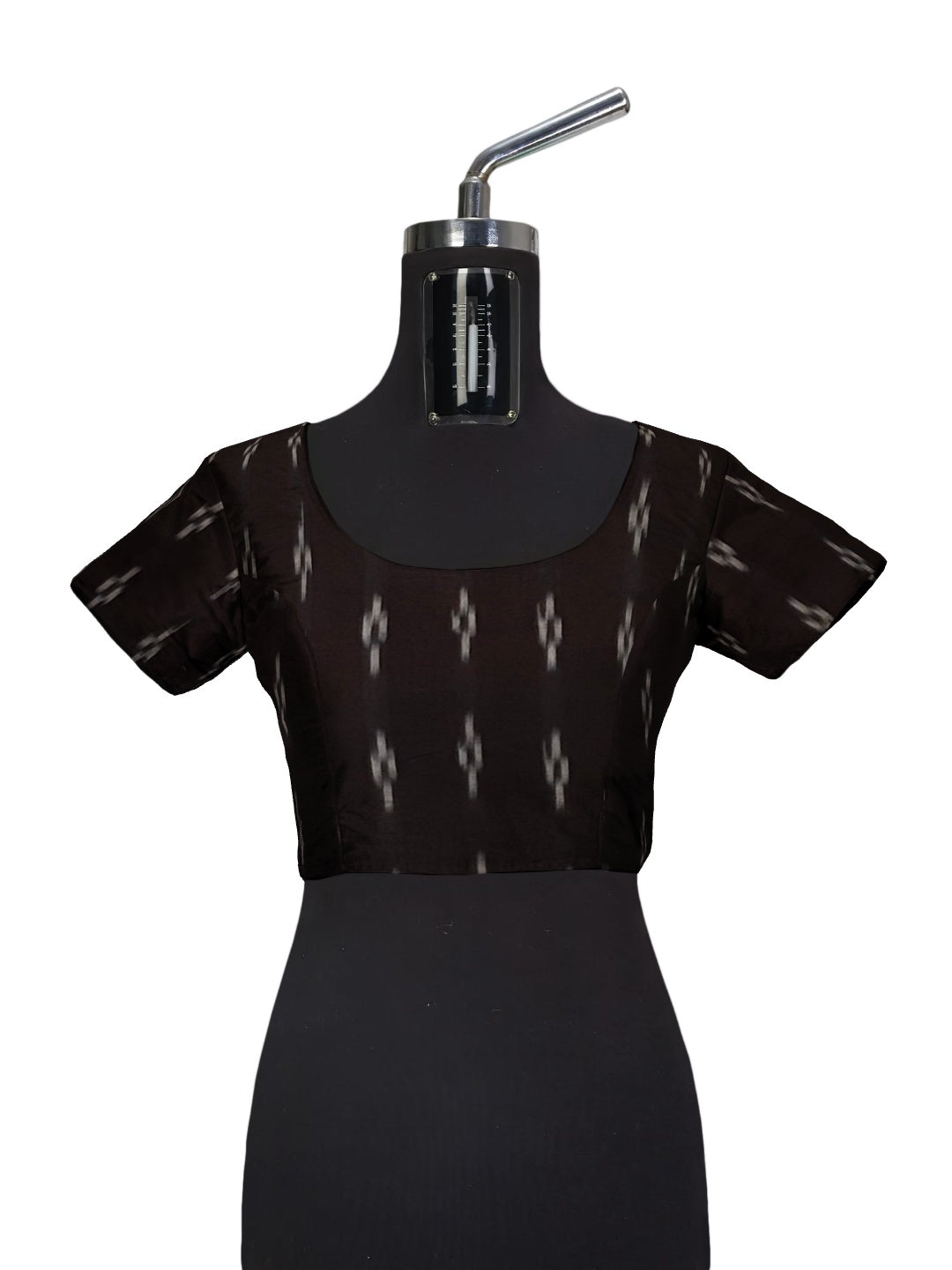 Orange checkered body Cotton Odisha Ikat saree with cotton ikat blouse piece