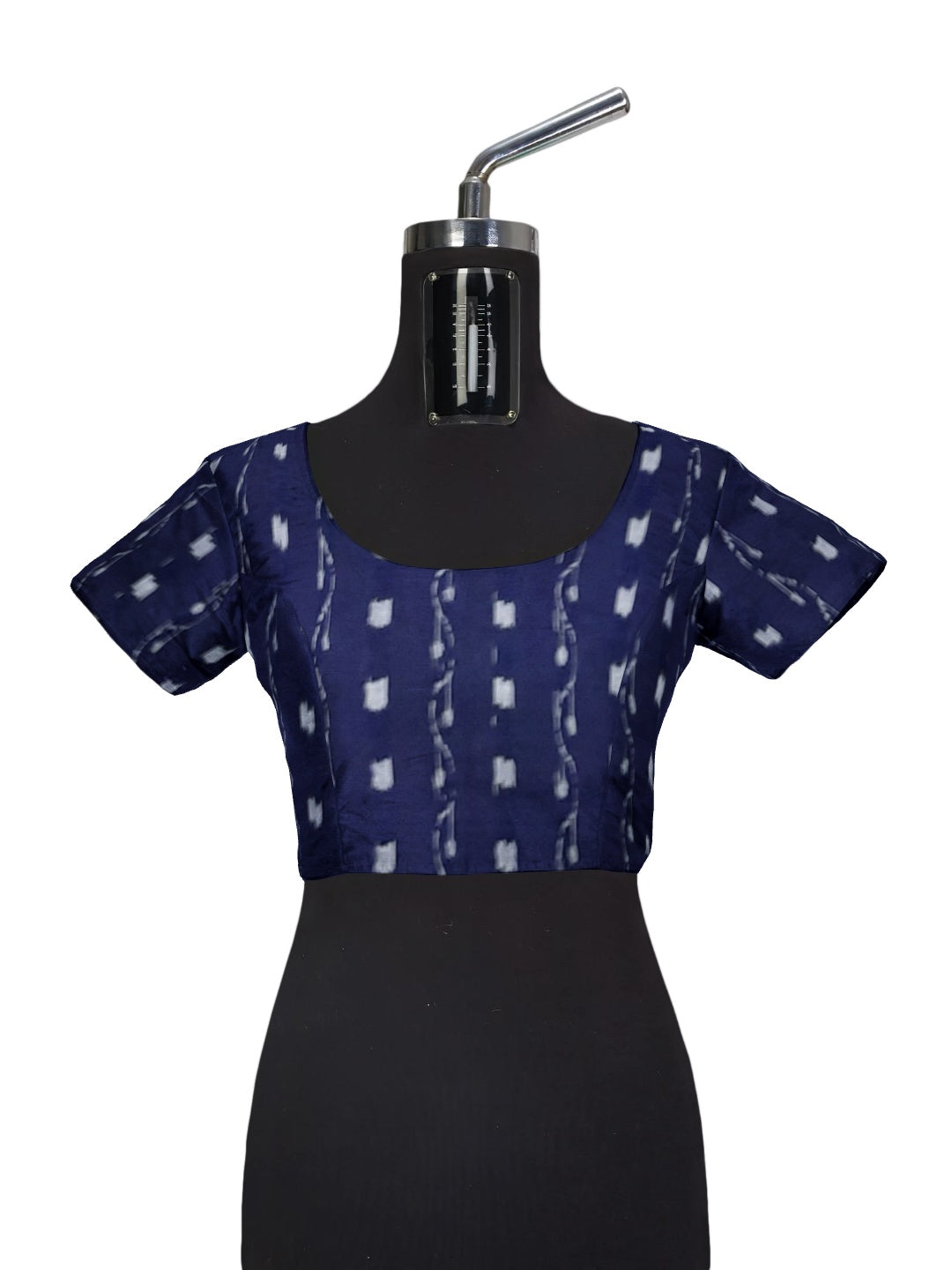 White and Blue coloured Odisha Ikat saree  with cotton ikat blouse piece