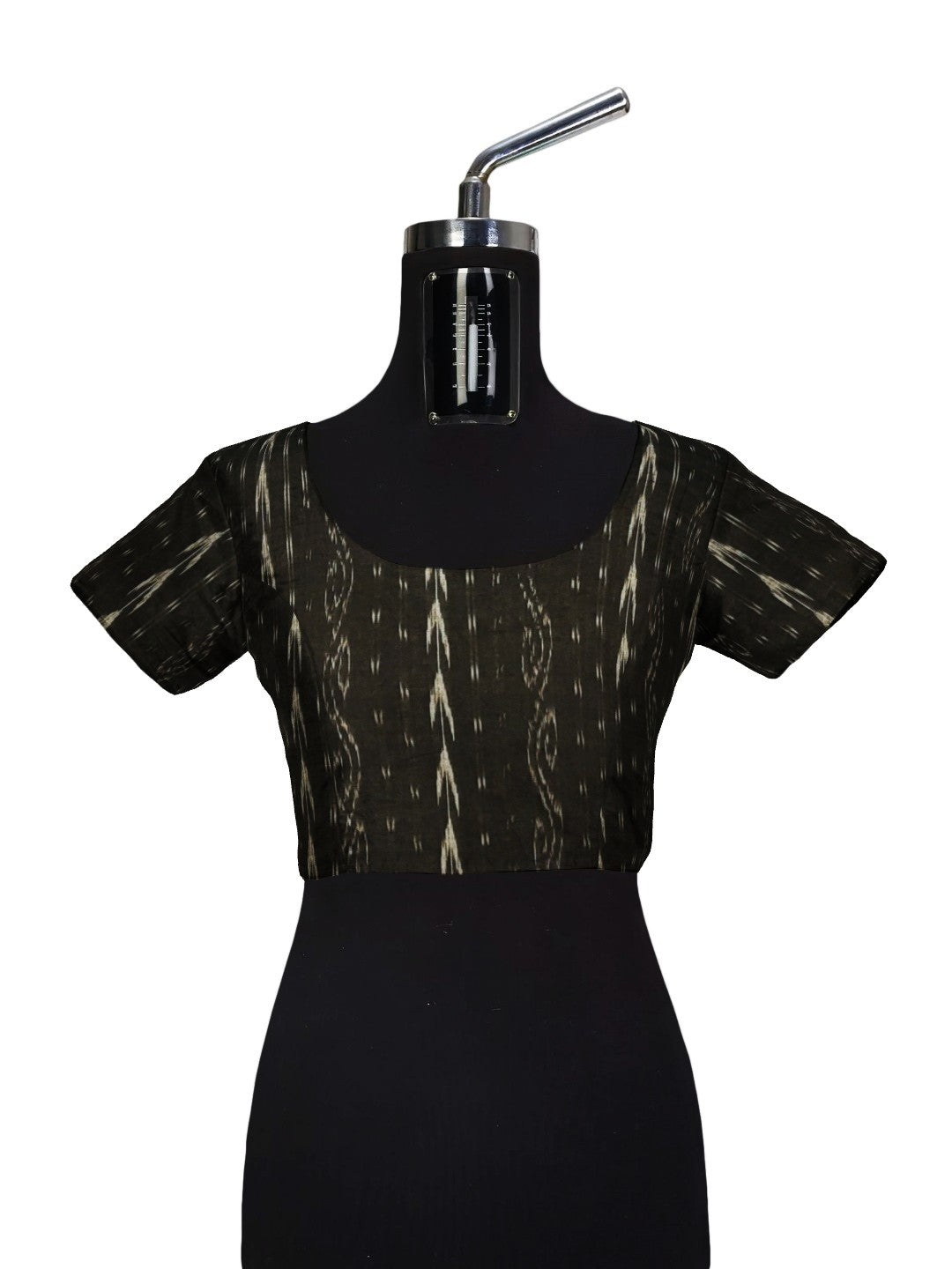 White and Black Odisha Ikat saree with cotton ikat blouse piece