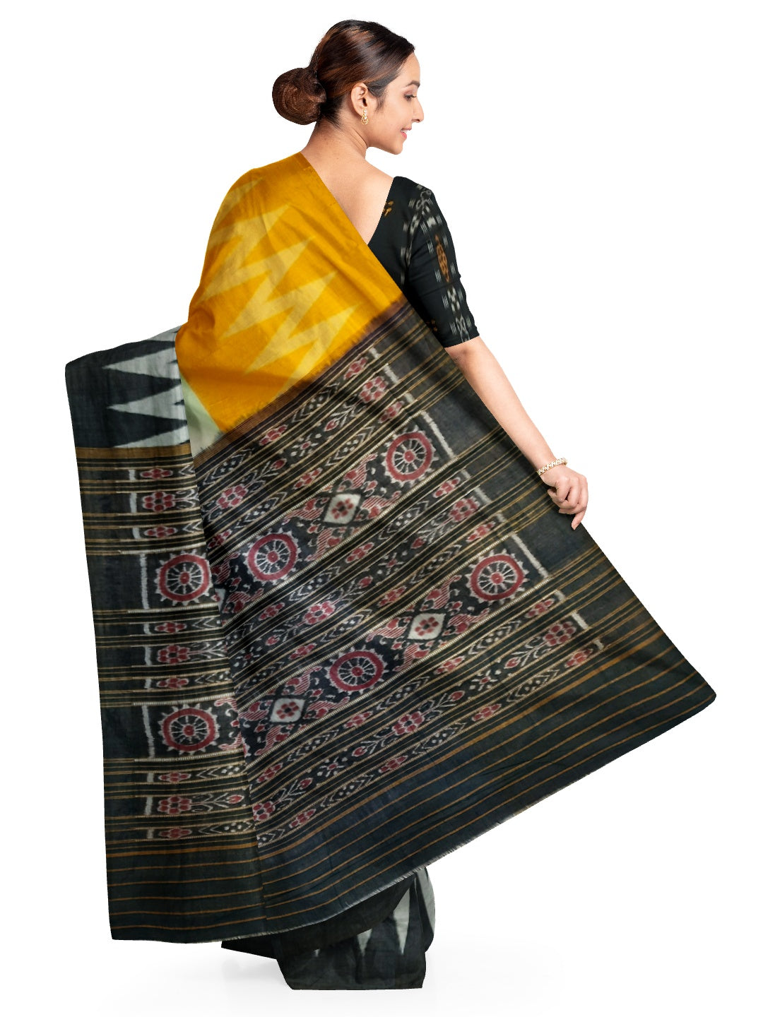 Multi Coloured Cotton Odisha Ikat saree with cotton ikat blouse piece