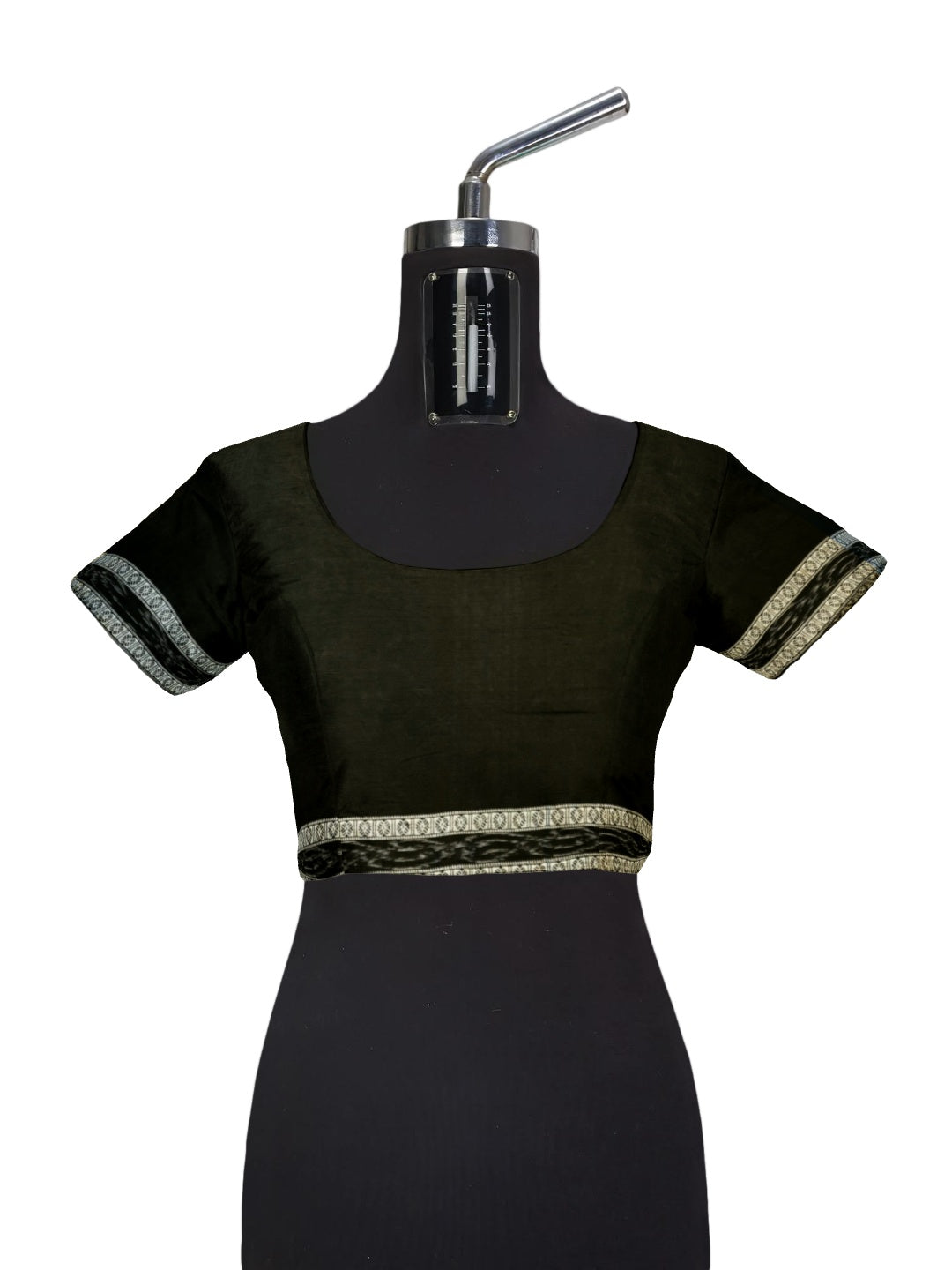 Green with Black Cotton Ikat saree with cotton ikat blouse piece