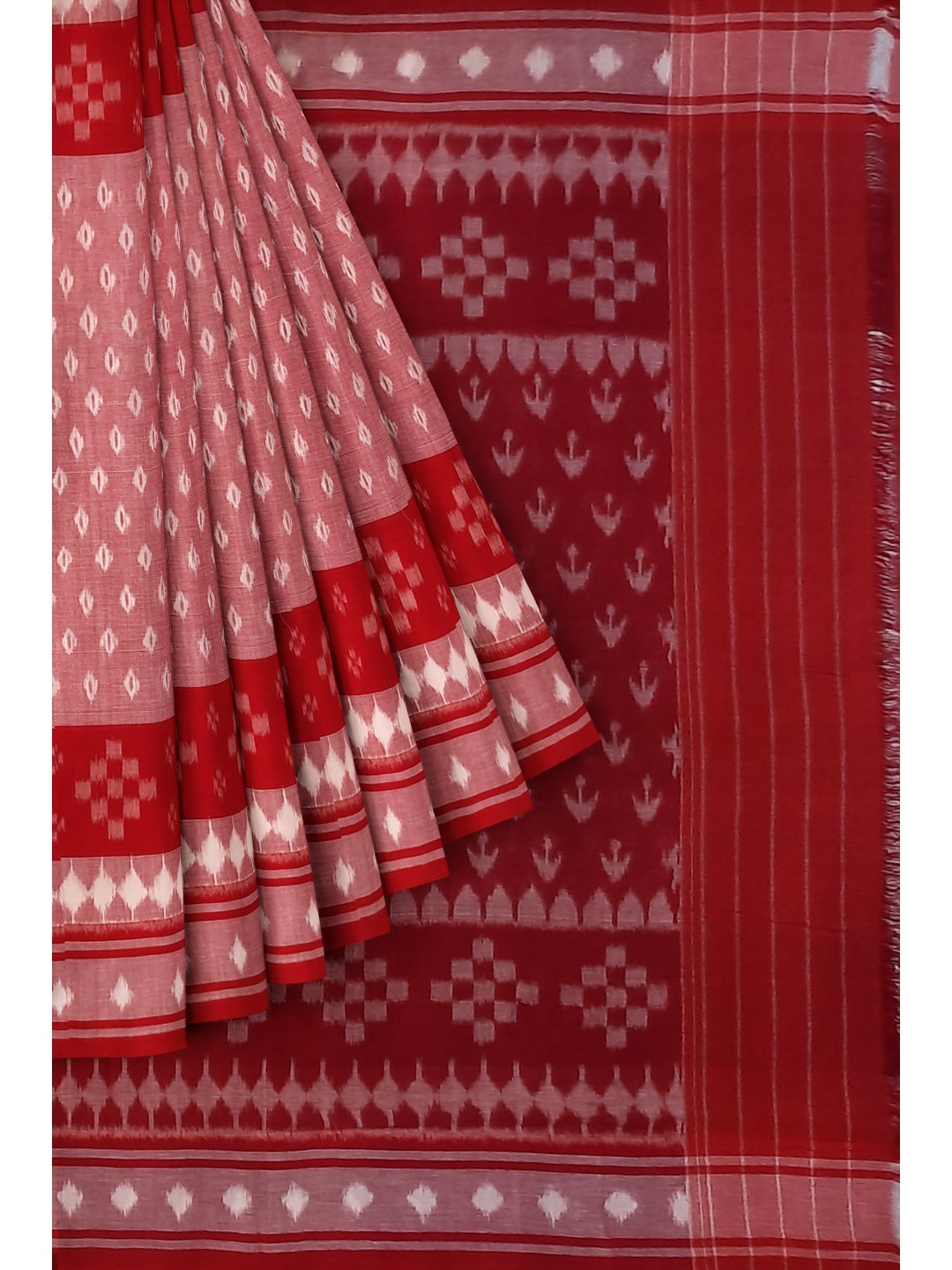 Pink Cotton Ikat saree with cotton ikat blouse piece