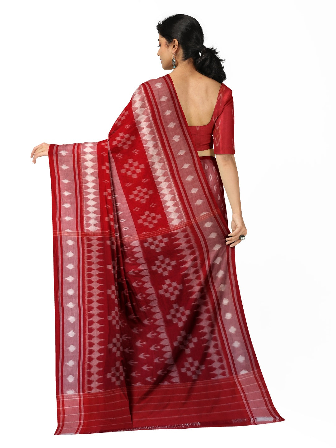 Pink Cotton Ikat saree with cotton ikat blouse piece