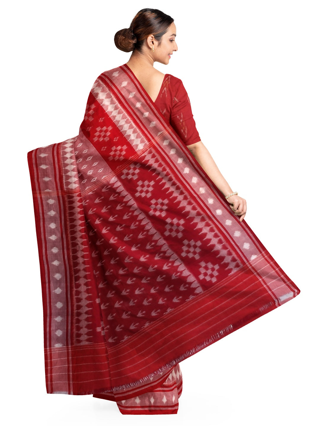 Pink Cotton Ikat saree with cotton ikat blouse piece