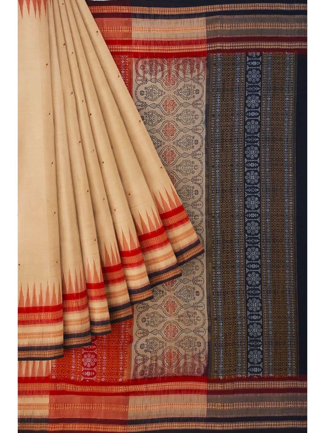 Sand Colour Sambalpuri Cotton Saree with running blouse piece