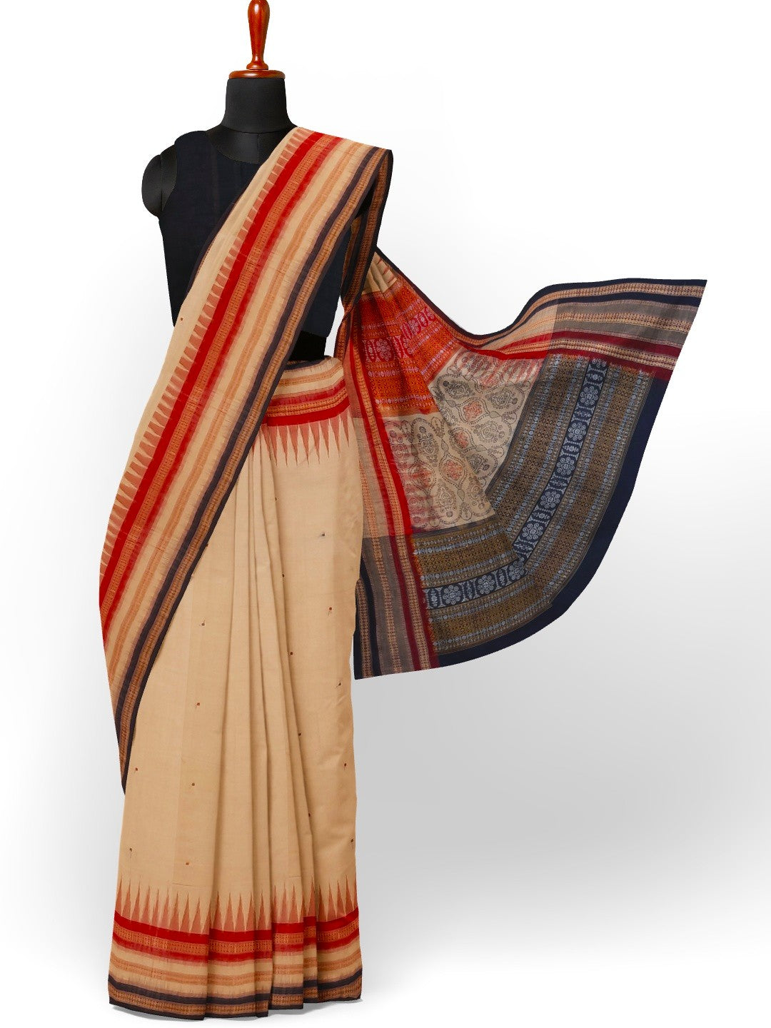 Sand Colour Sambalpuri Cotton Saree with running blouse piece