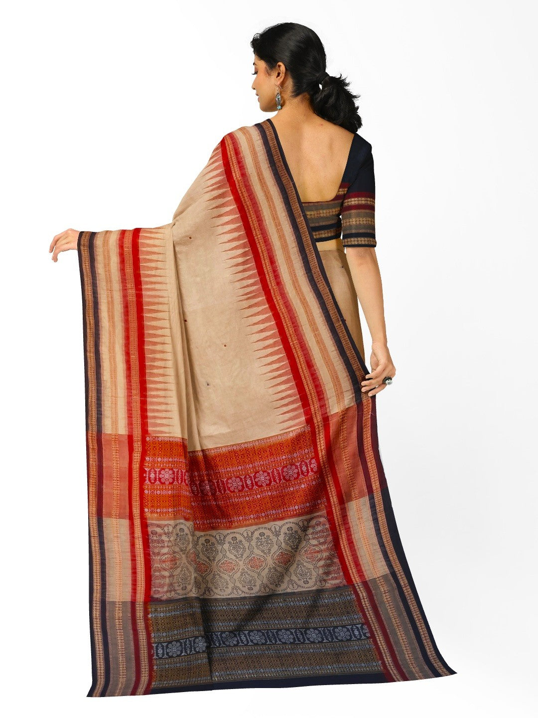 Sand Colour Sambalpuri Cotton Saree with running blouse piece
