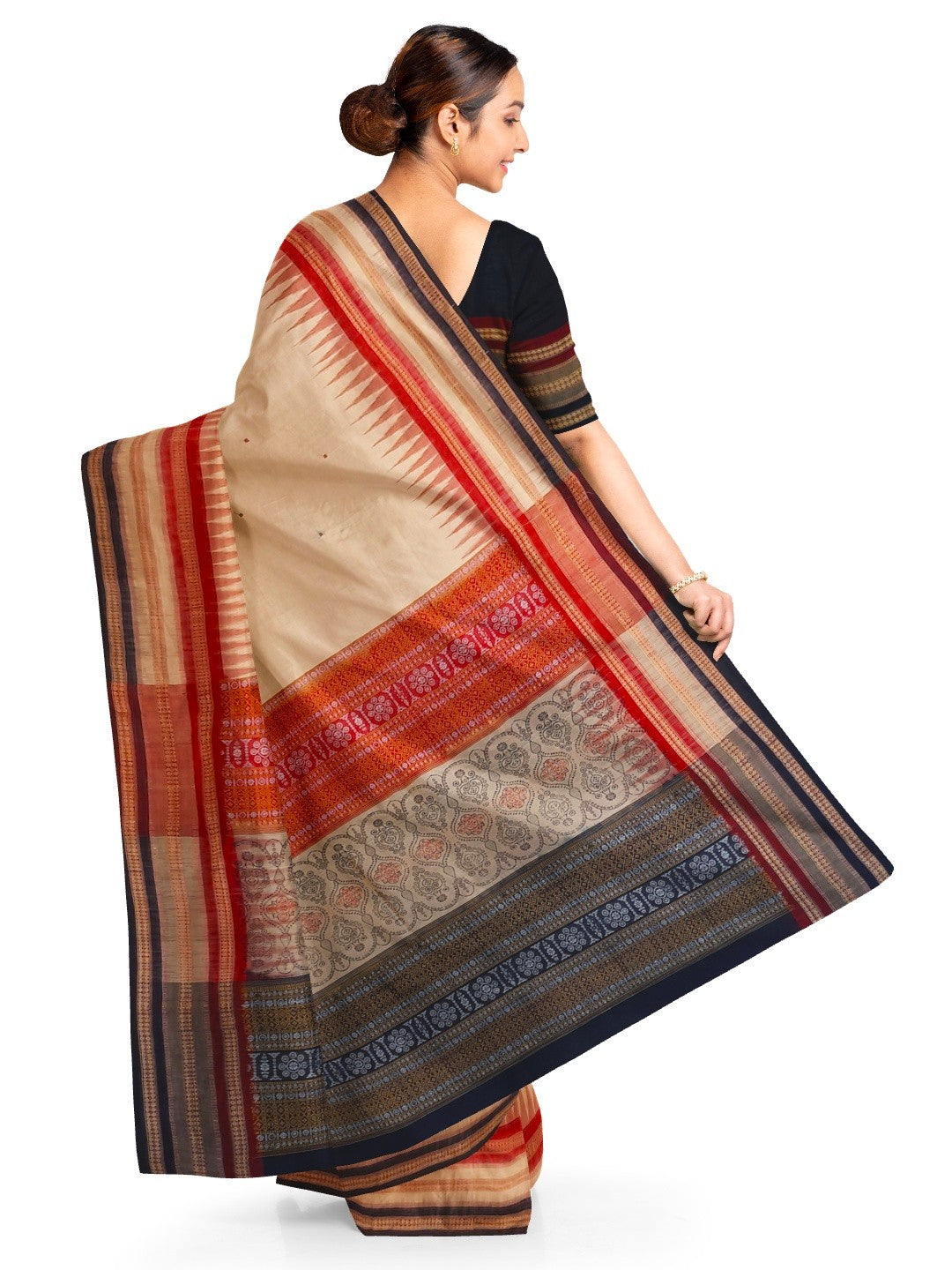 Sand Colour Sambalpuri Cotton Saree with running blouse piece