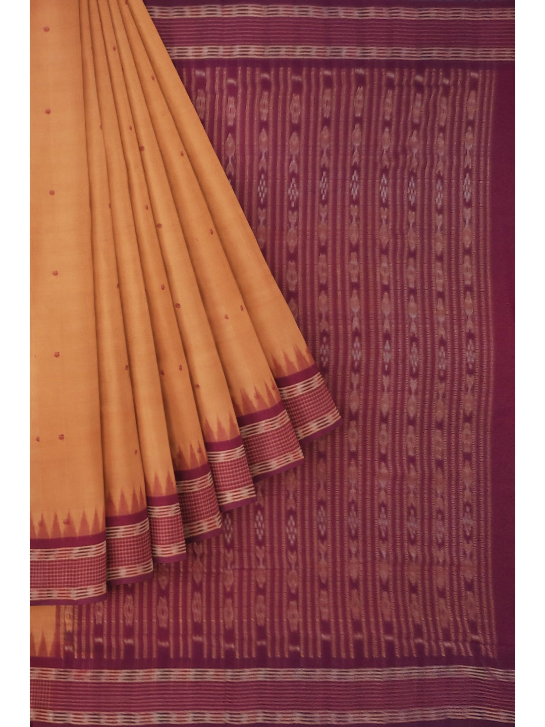 Peach  Sambalpuri Cotton Saree with running blouse piece