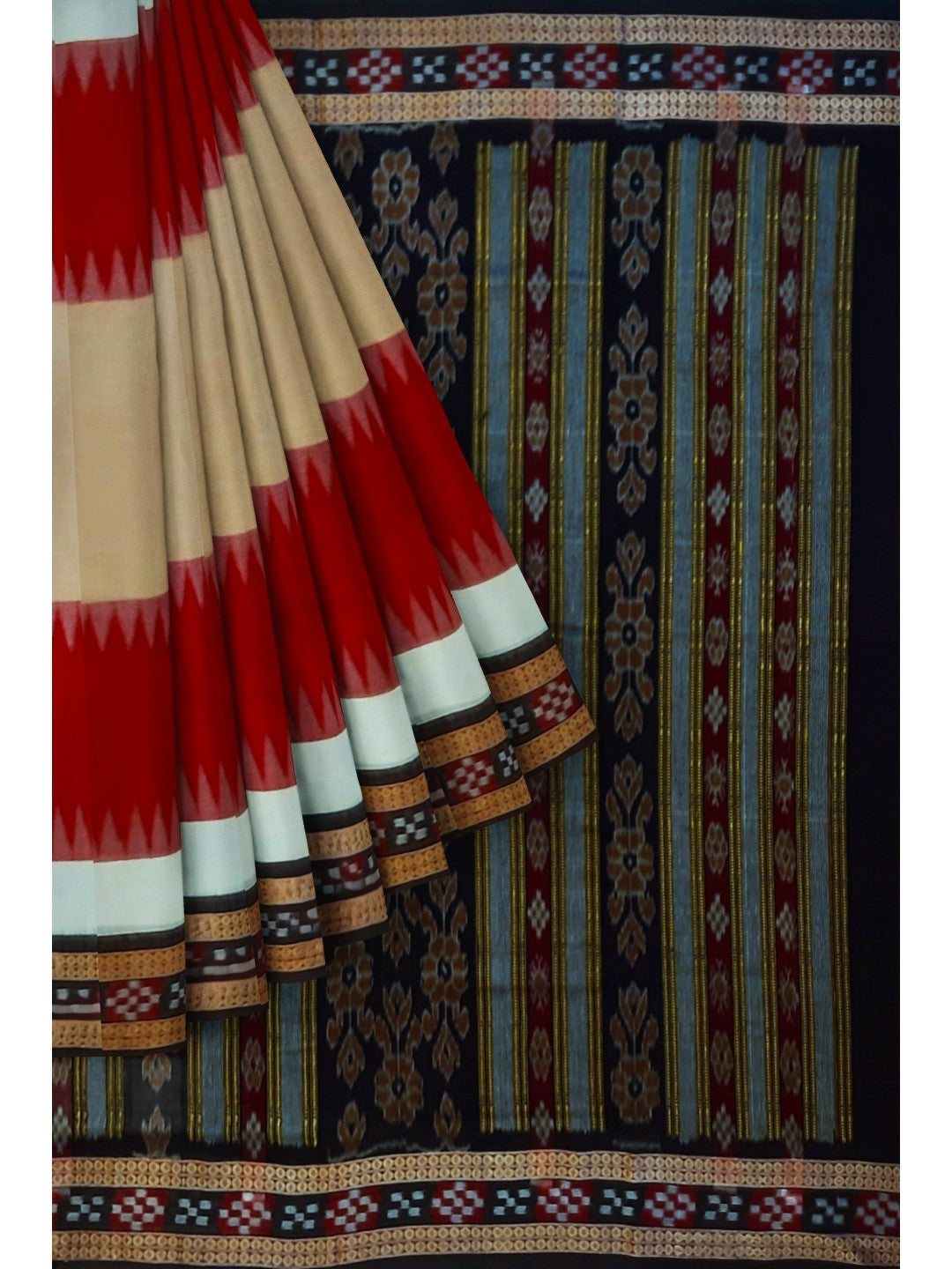 Multi Coloured Sambalpuri Cotton Saree with running blouse piece