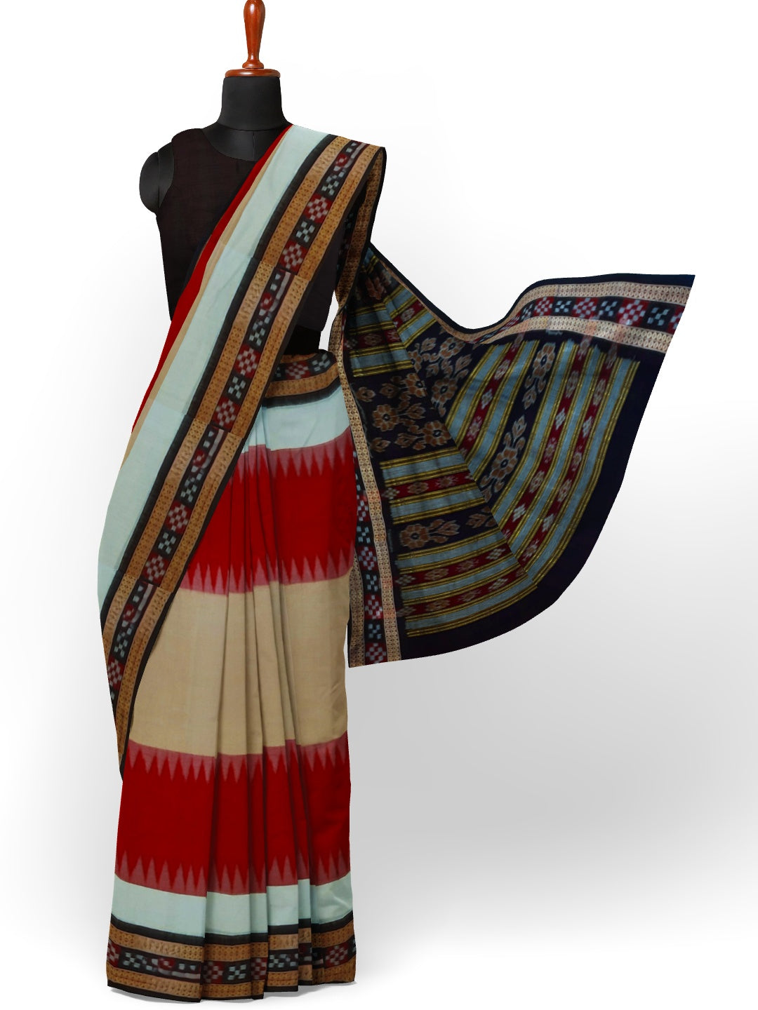 Multi Coloured Sambalpuri Cotton Saree with running blouse piece
