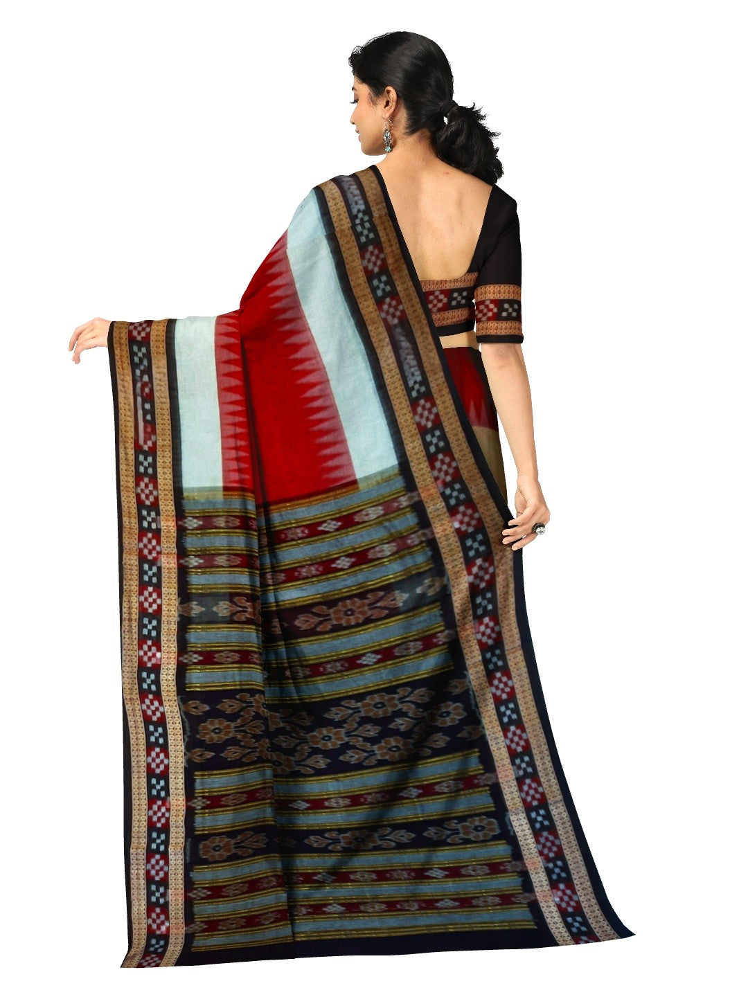 Multi Coloured Sambalpuri Cotton Saree with running blouse piece