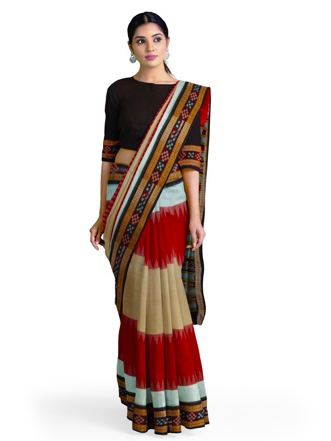 Multi Coloured Sambalpuri Cotton Saree with running blouse piece