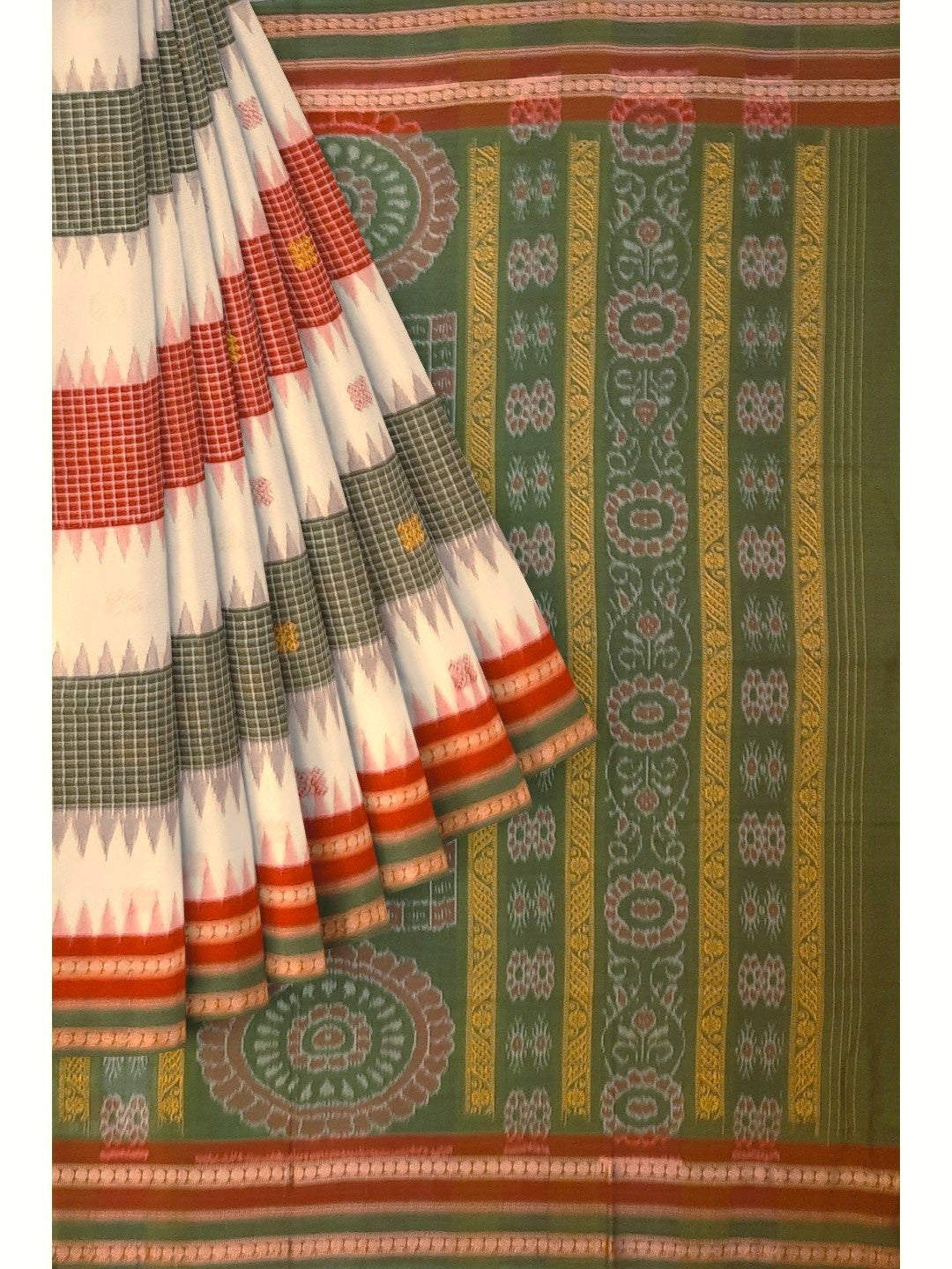 Multi coloured Sachipar Sambalpuri Cotton Saree with running blouse piece