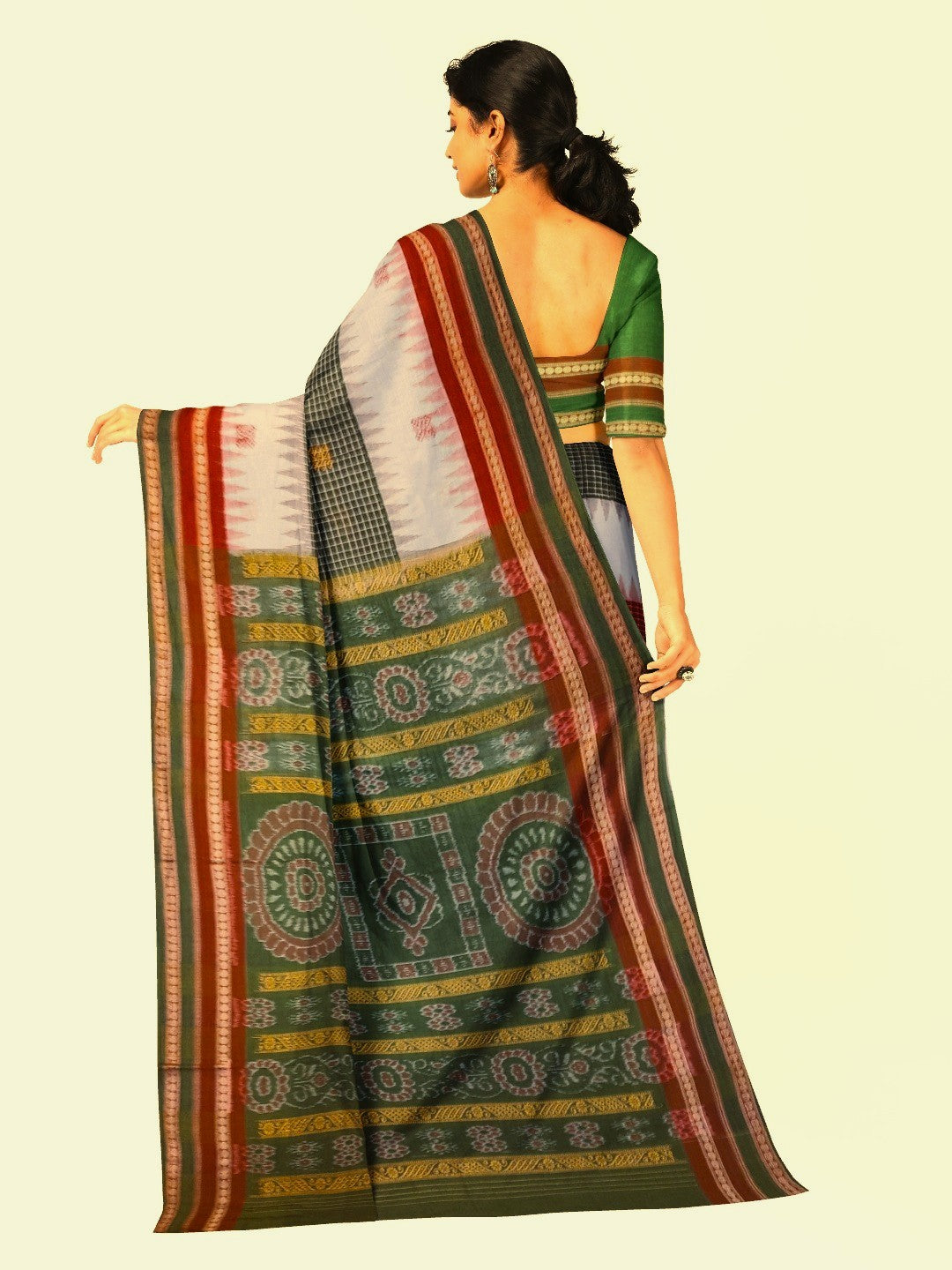 Multi coloured Sachipar Sambalpuri Cotton Saree with running blouse piece
