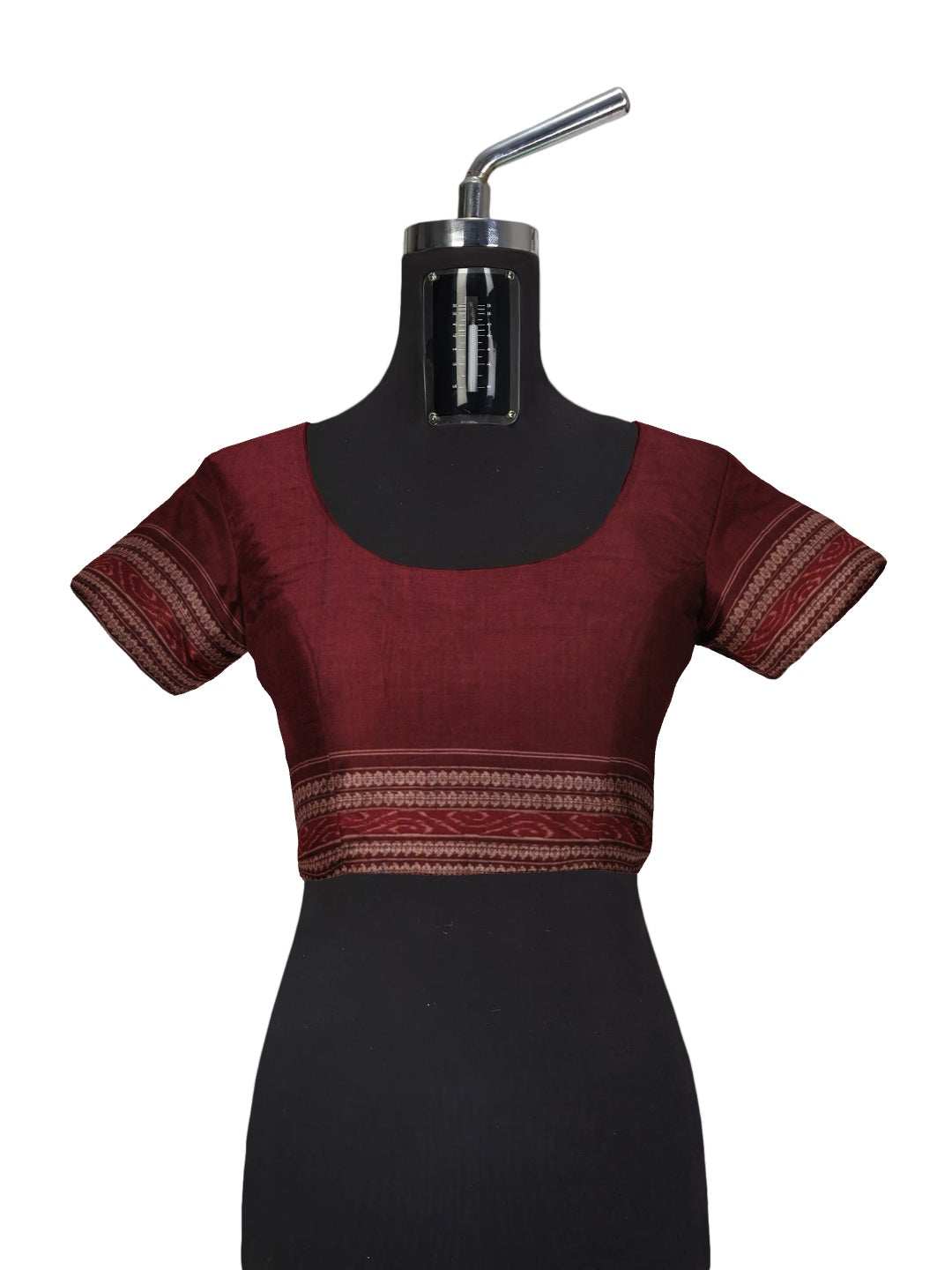 Maroon Sambalpuri Cotton Saree with cotton ikat blouse piece