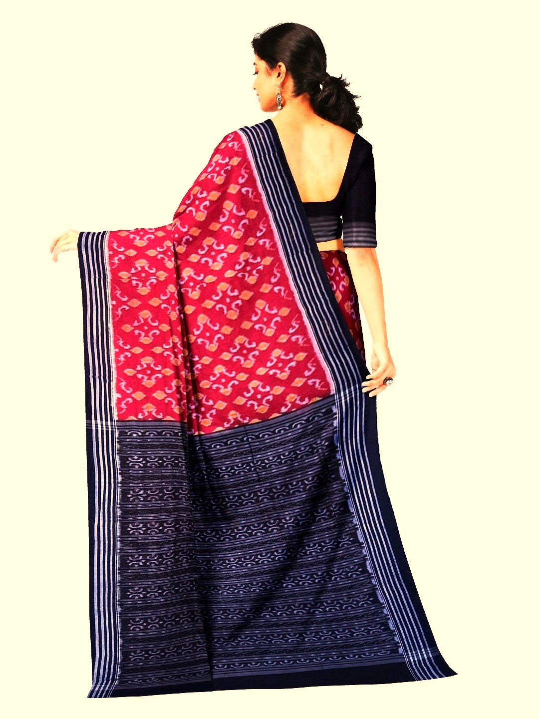 Red Sambalpuri Cotton Saree with running blouse piece