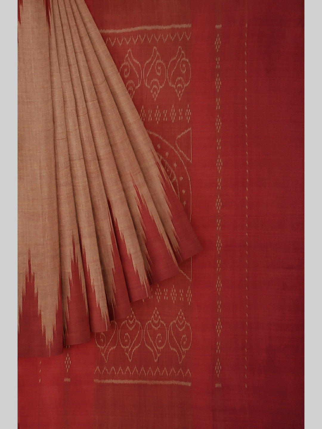 Rust Cotton Odisha Ikat saree  with mix match cotton ikat blouse