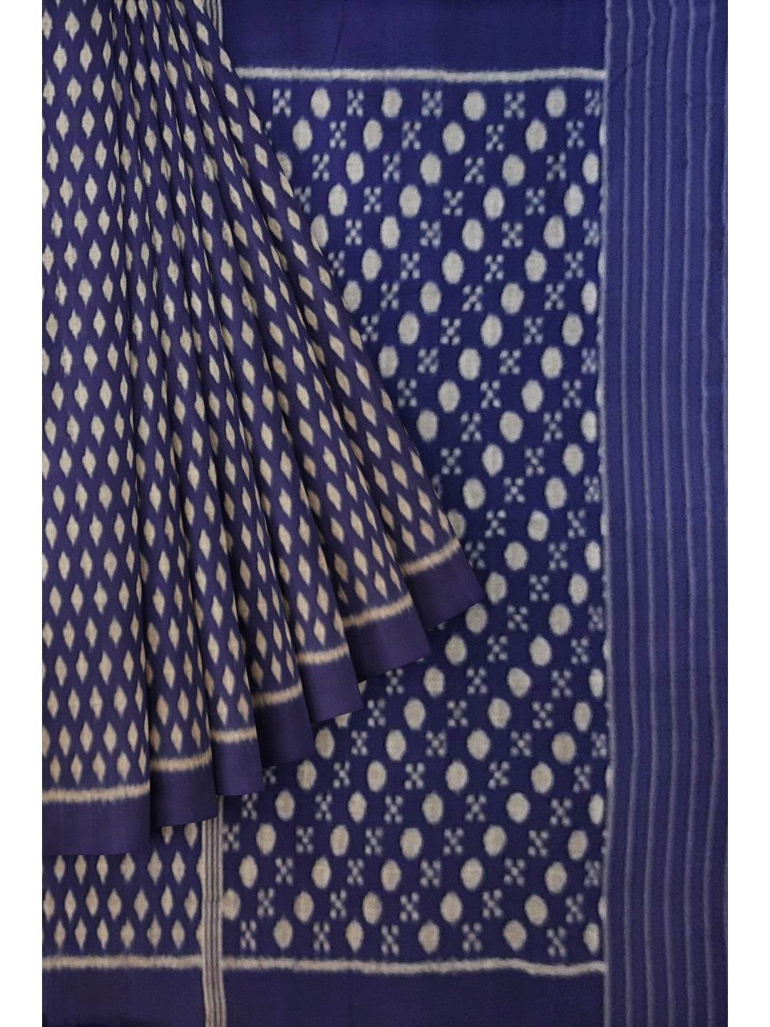 Blue Cotton Odisha Ikat saree with mix match blouse piece